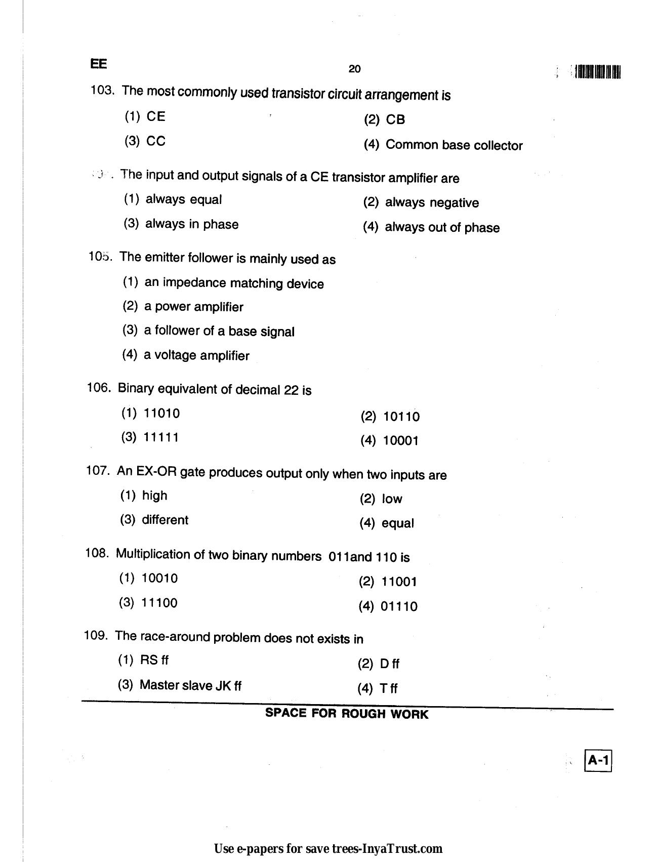 Karnataka Diploma CET- 2013 Electrical and Electronics Engineering Question Paper - Page 20