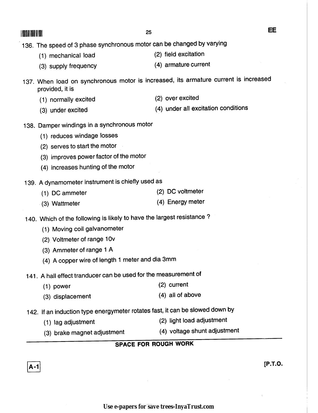 Karnataka Diploma CET- 2013 Electrical and Electronics Engineering Question Paper - Page 25