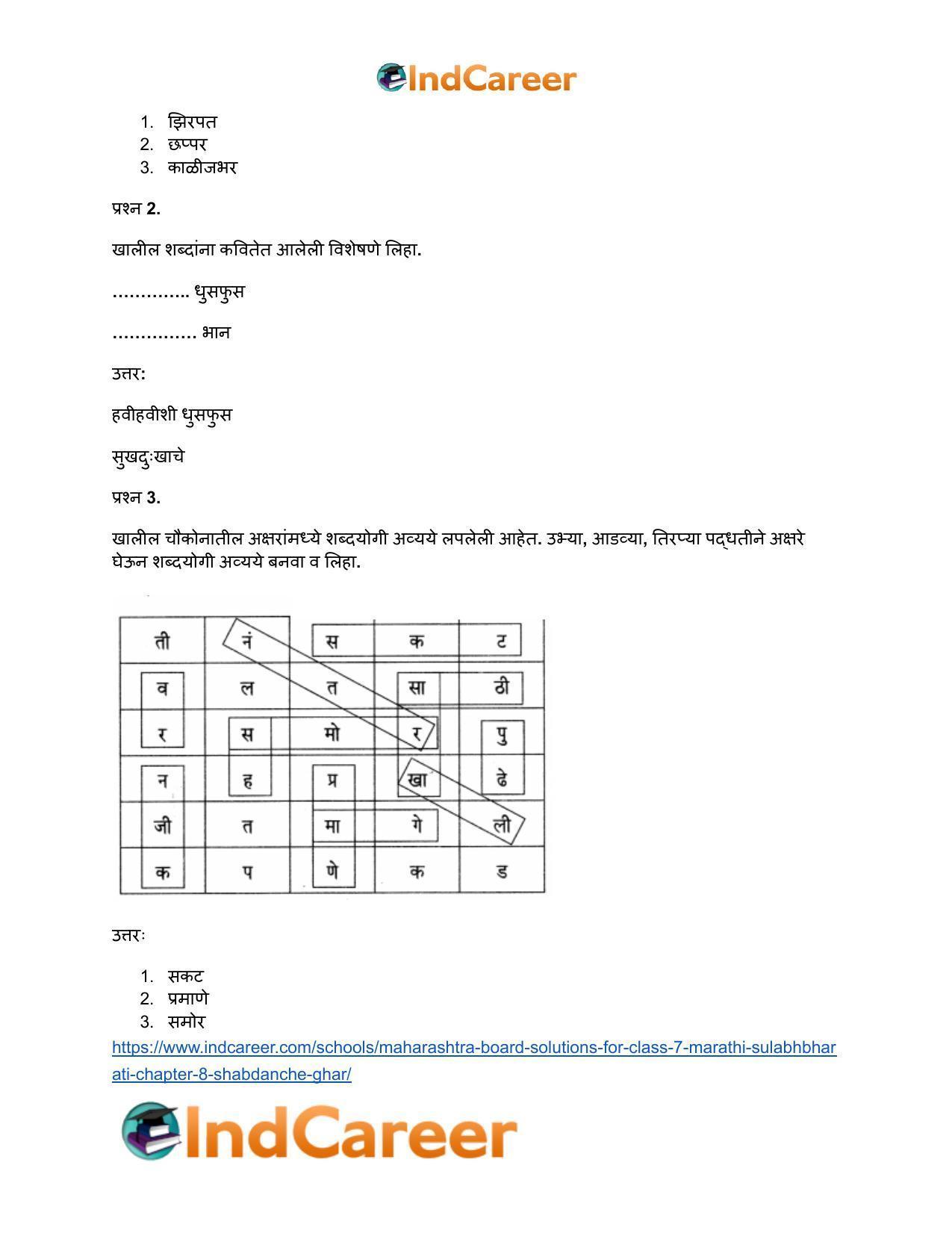 Maharashtra Board Solutions for Class 7- Marathi Sulabhbharati: Chapter 8- शब्दांचे घर - Page 12