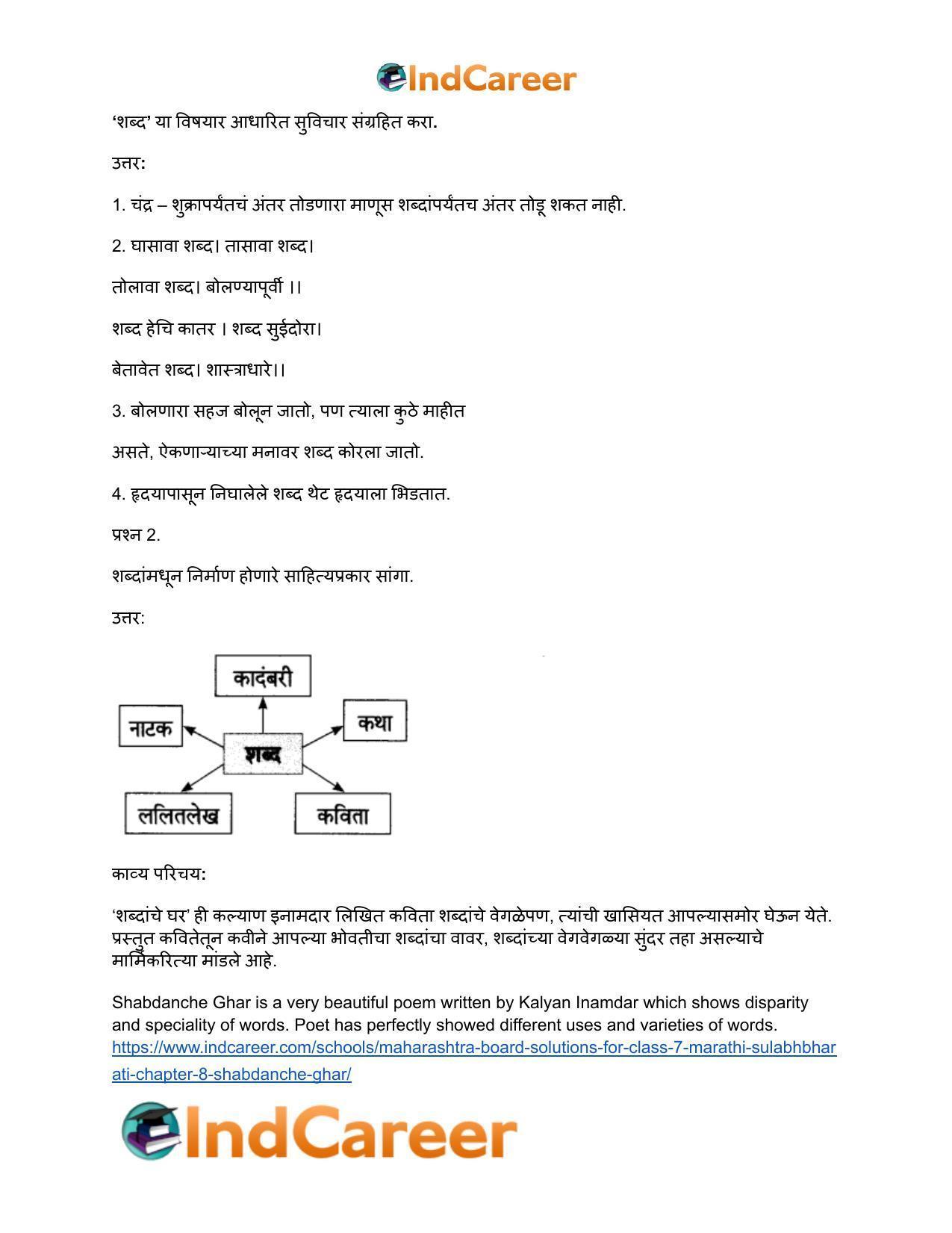 Maharashtra Board Solutions for Class 7- Marathi Sulabhbharati: Chapter 8- शब्दांचे घर - Page 15