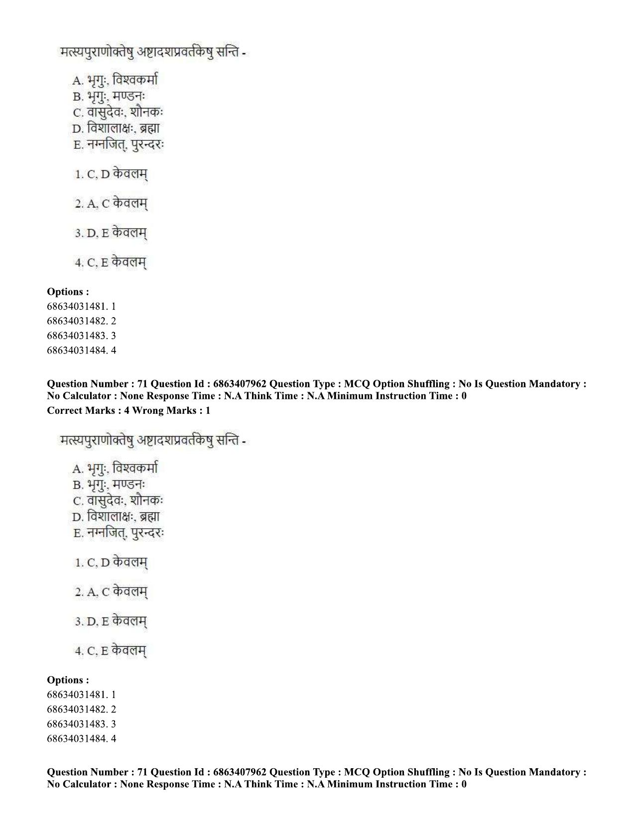 CUET PG 2023: ACQP05 – Dharma Shastra, Vastu, Paurohitya (Eng.)-shift 2 (07-06-2023) Question Paper - Page 101