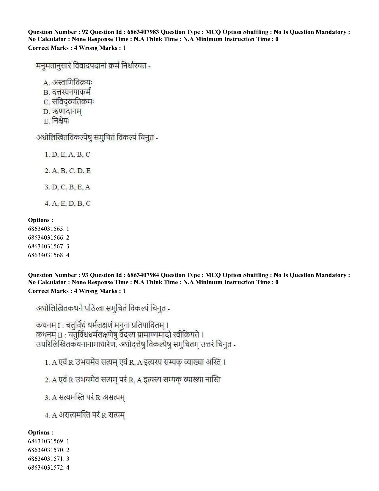 CUET PG 2023: ACQP05 – Dharma Shastra, Vastu, Paurohitya (Eng.)-shift 2 (07-06-2023) Question Paper - Page 132
