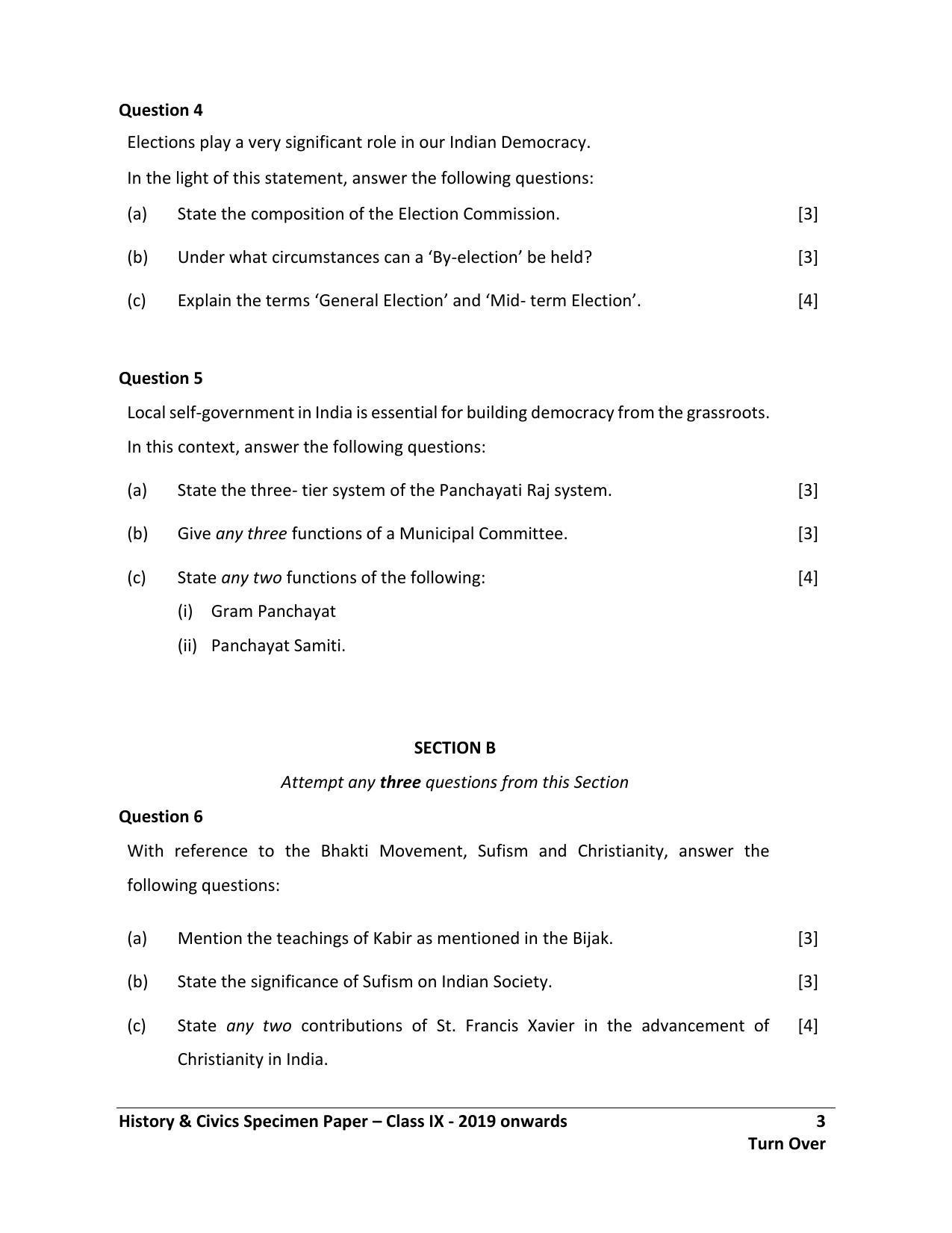 ICSE Class 9 History and Civics H.C.G. - Paper–I Sample Paper - Page 3