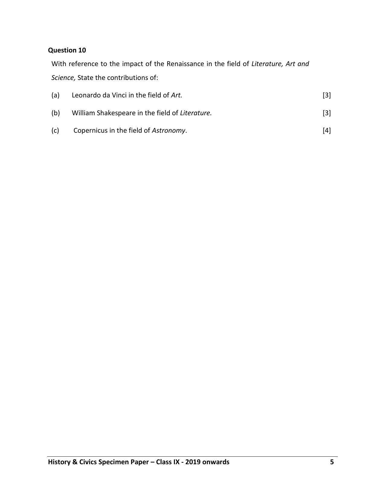 ICSE Class 9 History and Civics H.C.G. - Paper–I Sample Paper - Page 5