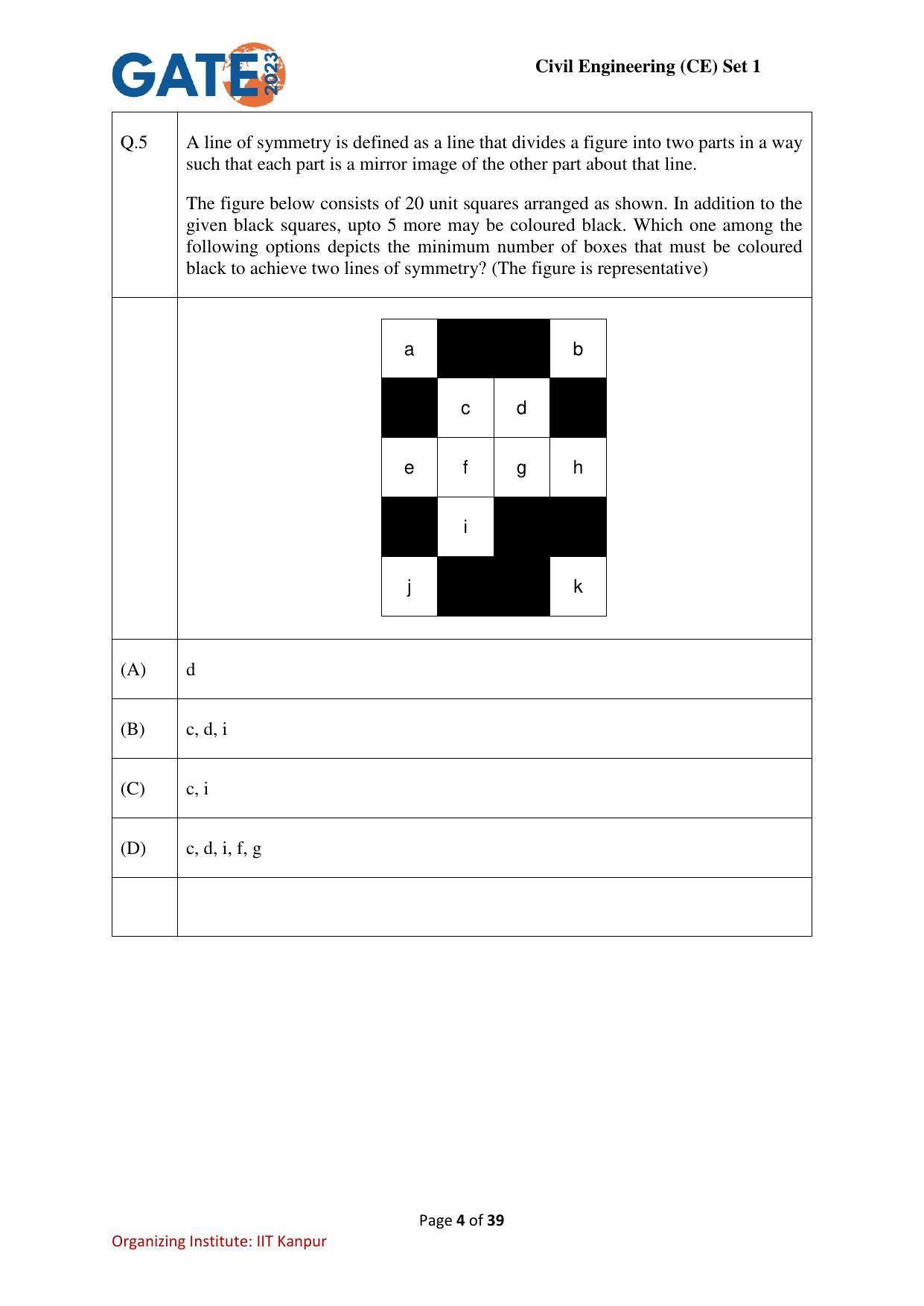 GATE 2023 Civil Engineering (CE-1) (Forenoon) Question Paper - Page 4