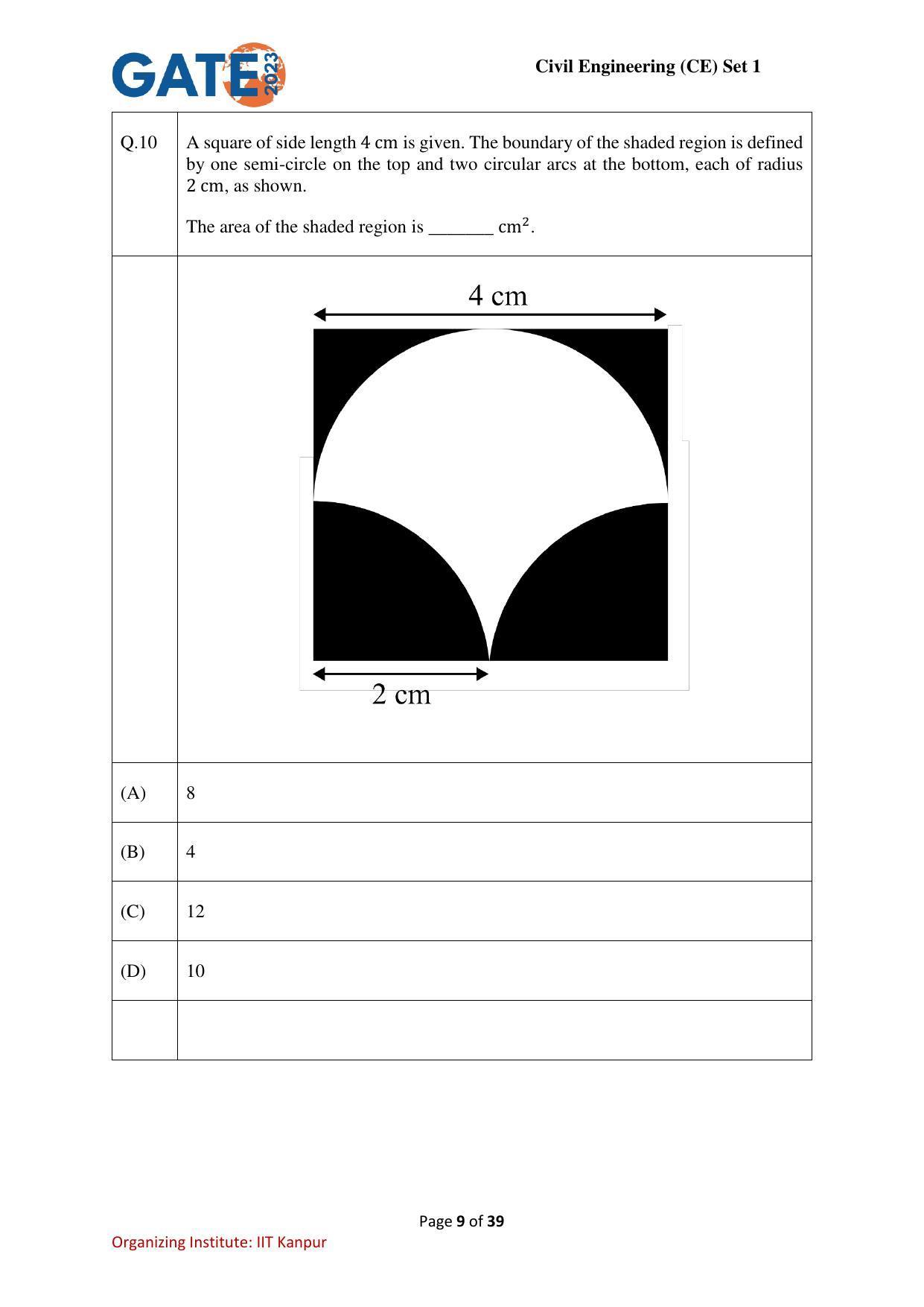 GATE 2023 Civil Engineering (CE-1) (Forenoon) Question Paper - Page 9