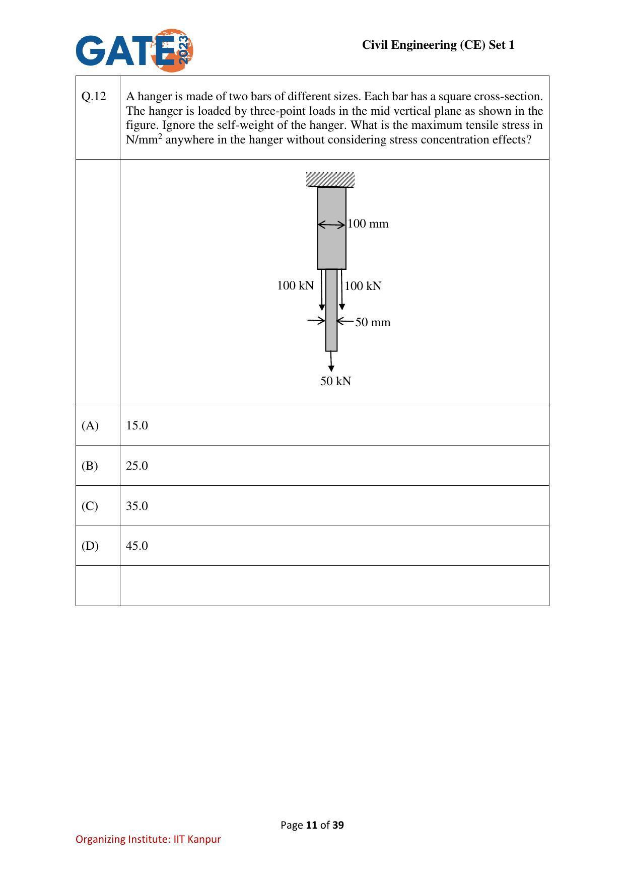 GATE 2023 Civil Engineering (CE-1) (Forenoon) Question Paper - Page 11
