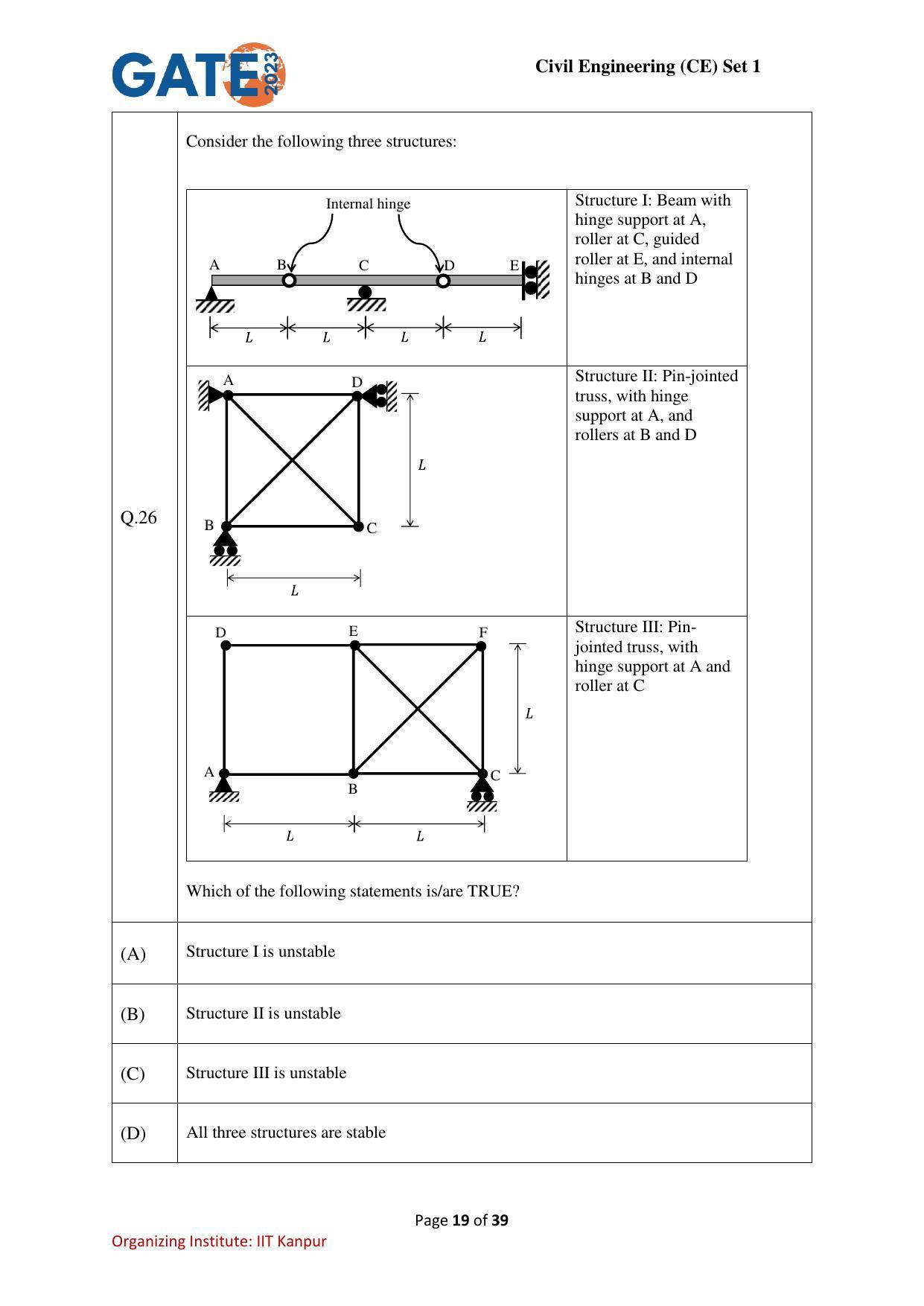 GATE 2023 Civil Engineering (CE-1) (Forenoon) Question Paper - Page 19