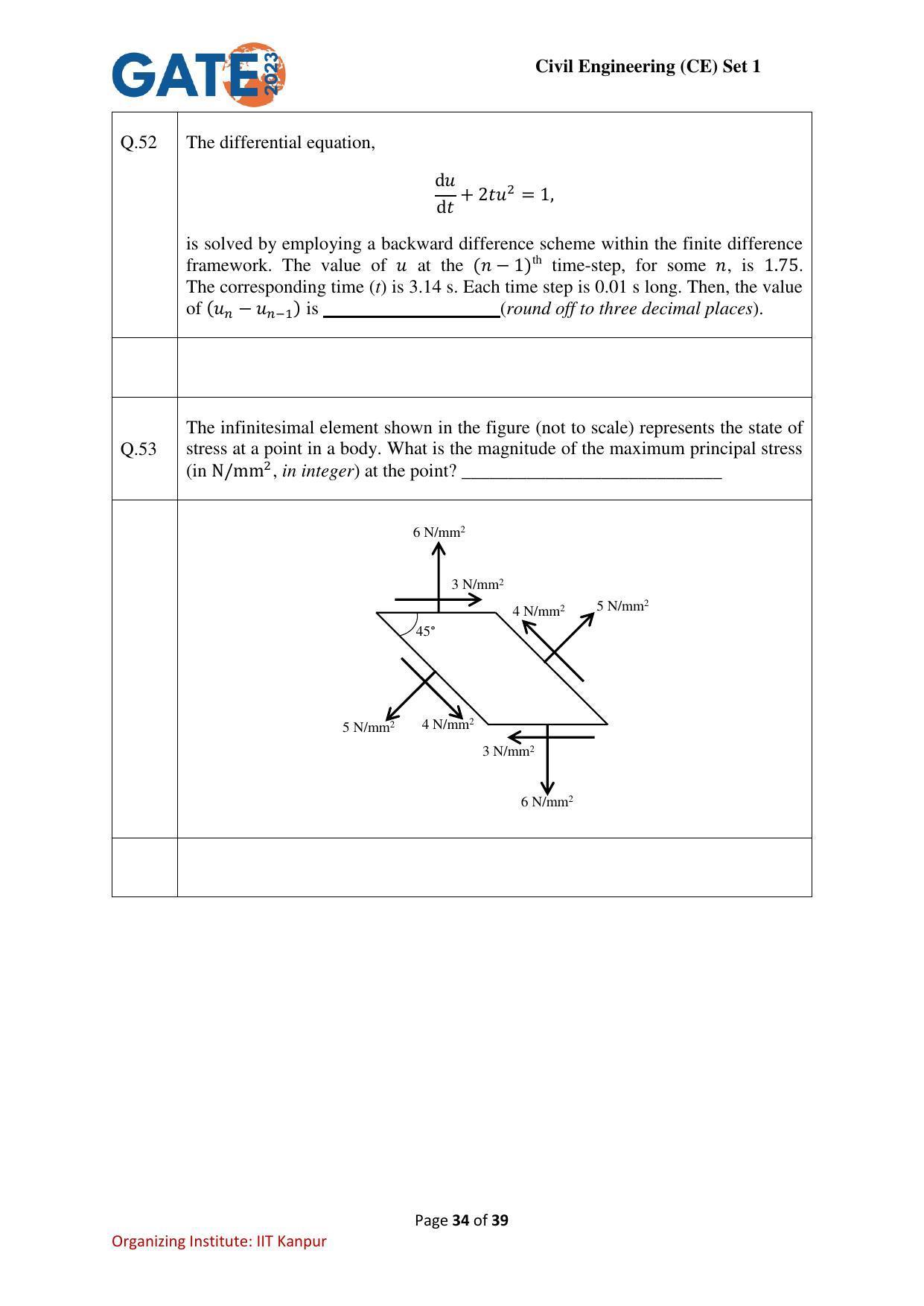 GATE 2023 Civil Engineering (CE-1) (Forenoon) Question Paper - Page 34