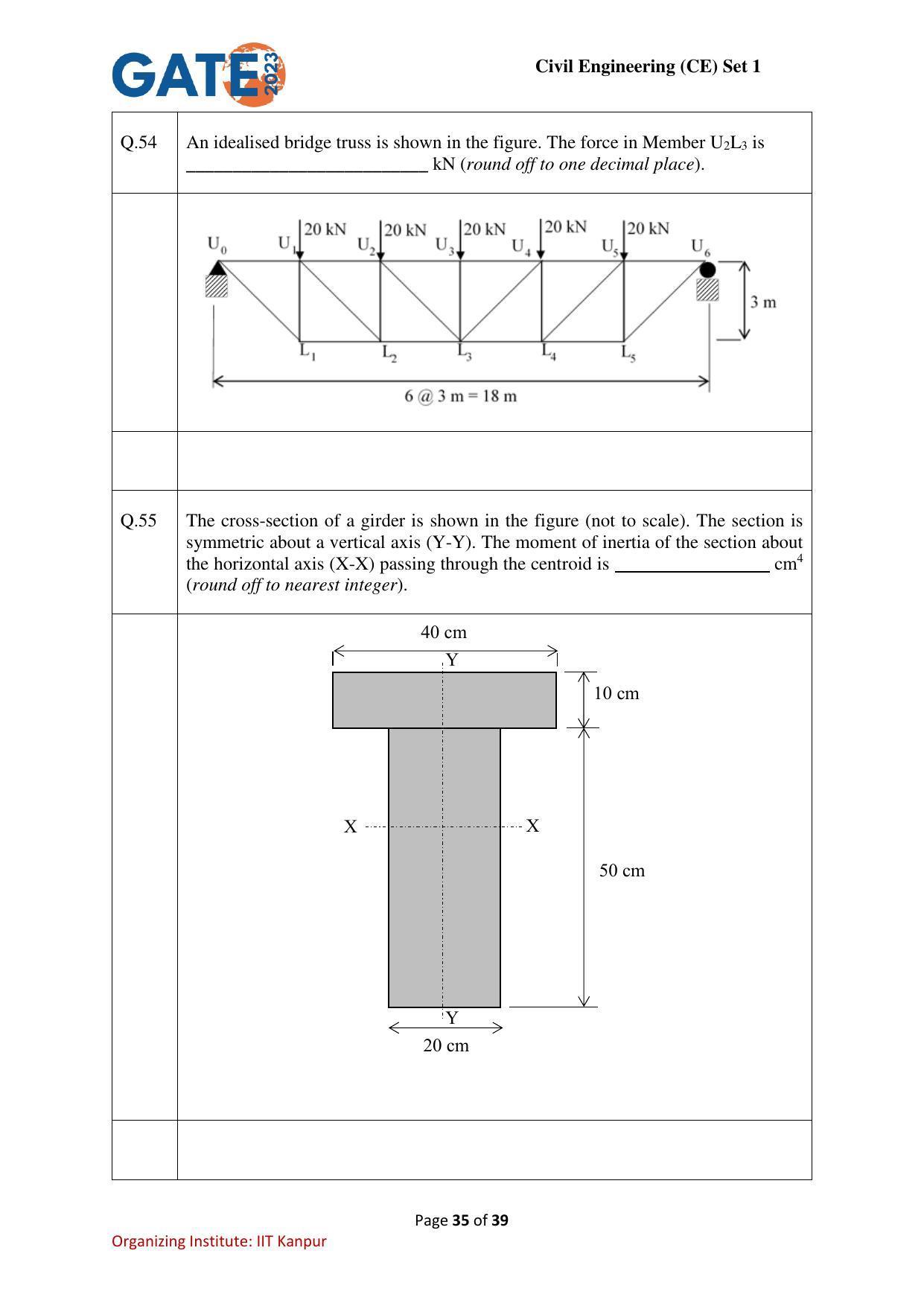 GATE 2023 Civil Engineering (CE-1) (Forenoon) Question Paper - Page 35