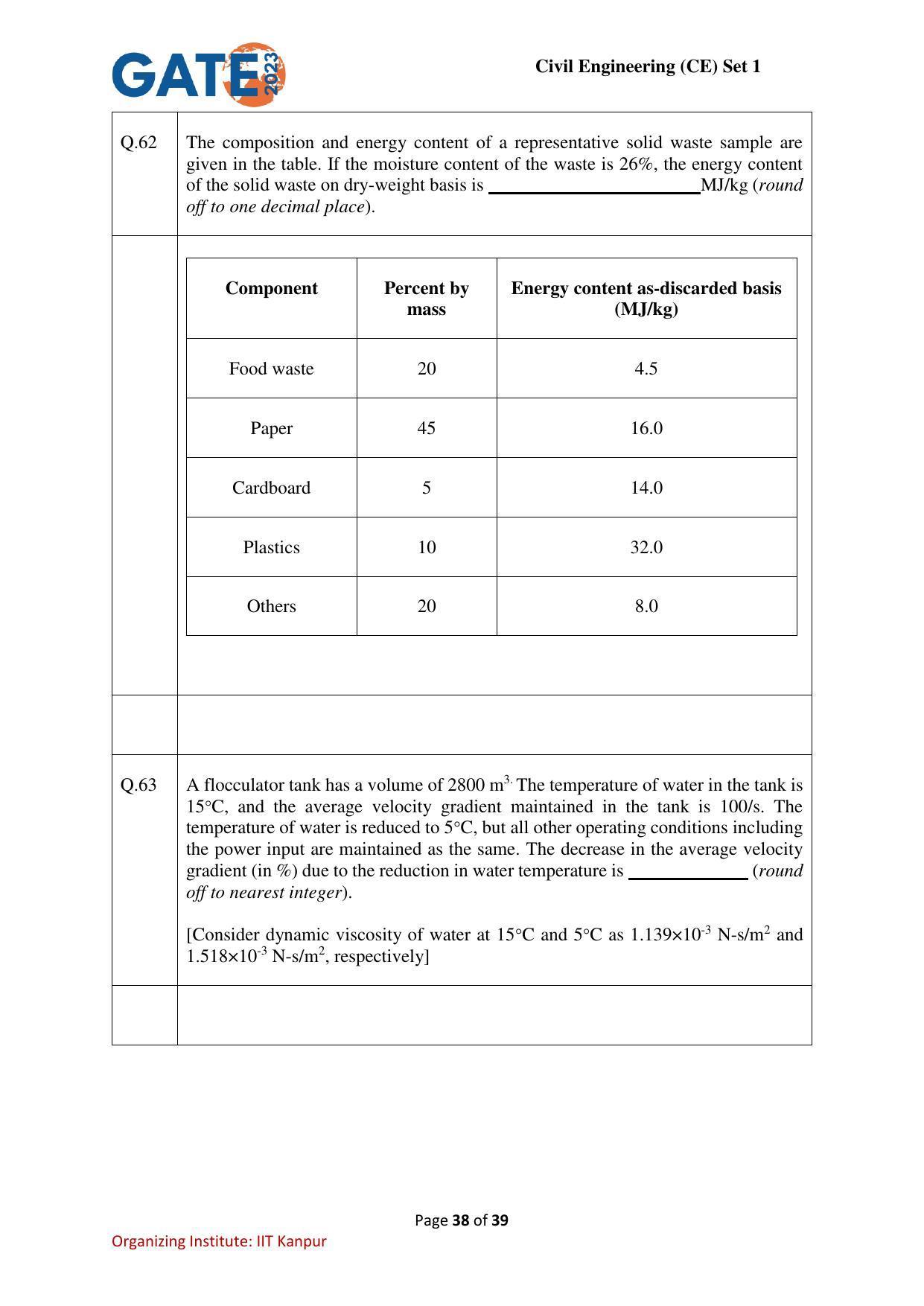 GATE 2023 Civil Engineering (CE-1) (Forenoon) Question Paper - Page 38