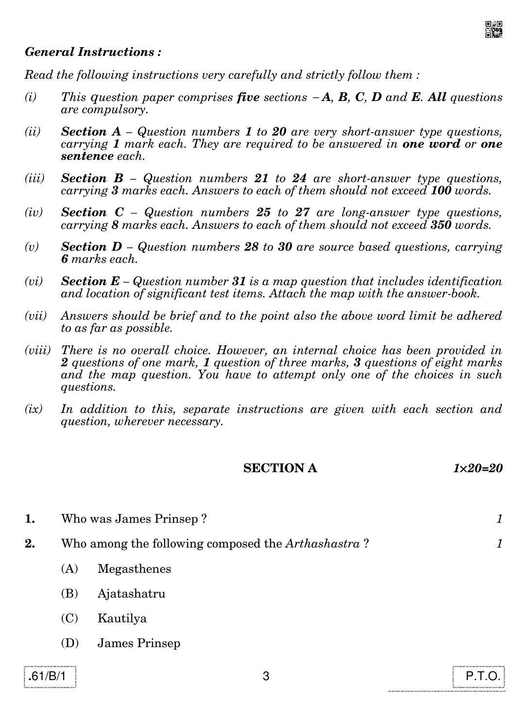 CBSE Class 12 61-C-1 - History 2020 Compartment Question Paper - Page 3