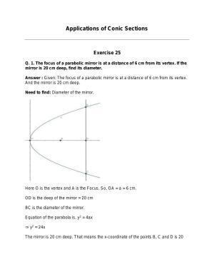 Chapter 25: Applications of Conic Sections: RS Aggarwal Class 11 Solutions 