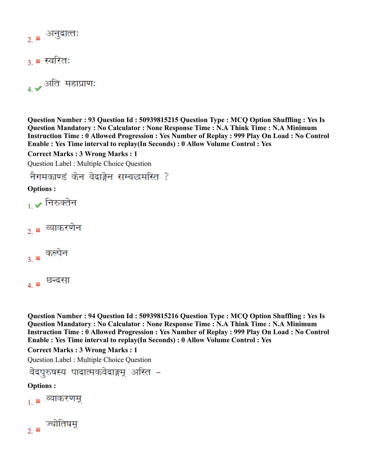 BHU RET Krishna Yajurveda 2020 Question Paper - Page 52