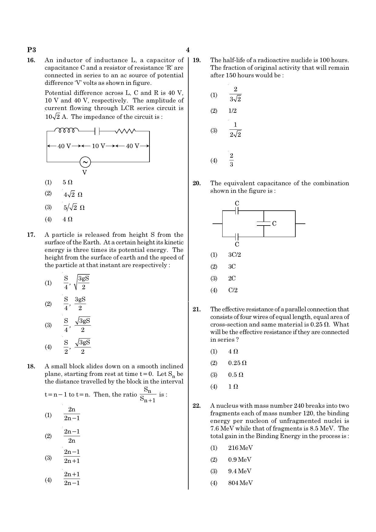 NEET P3 2021 Question Paper - Page 4