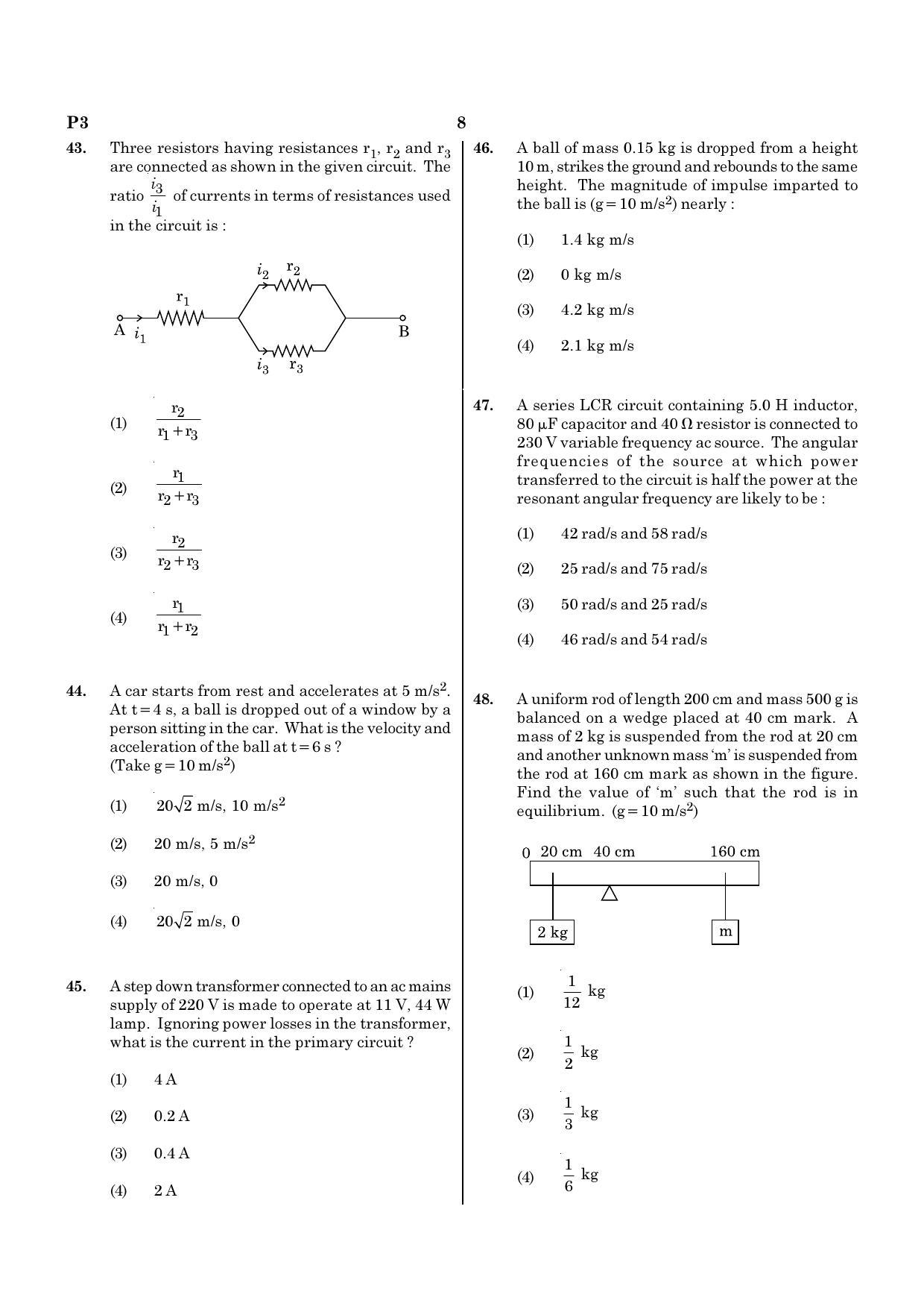 NEET P3 2021 Question Paper - Page 8