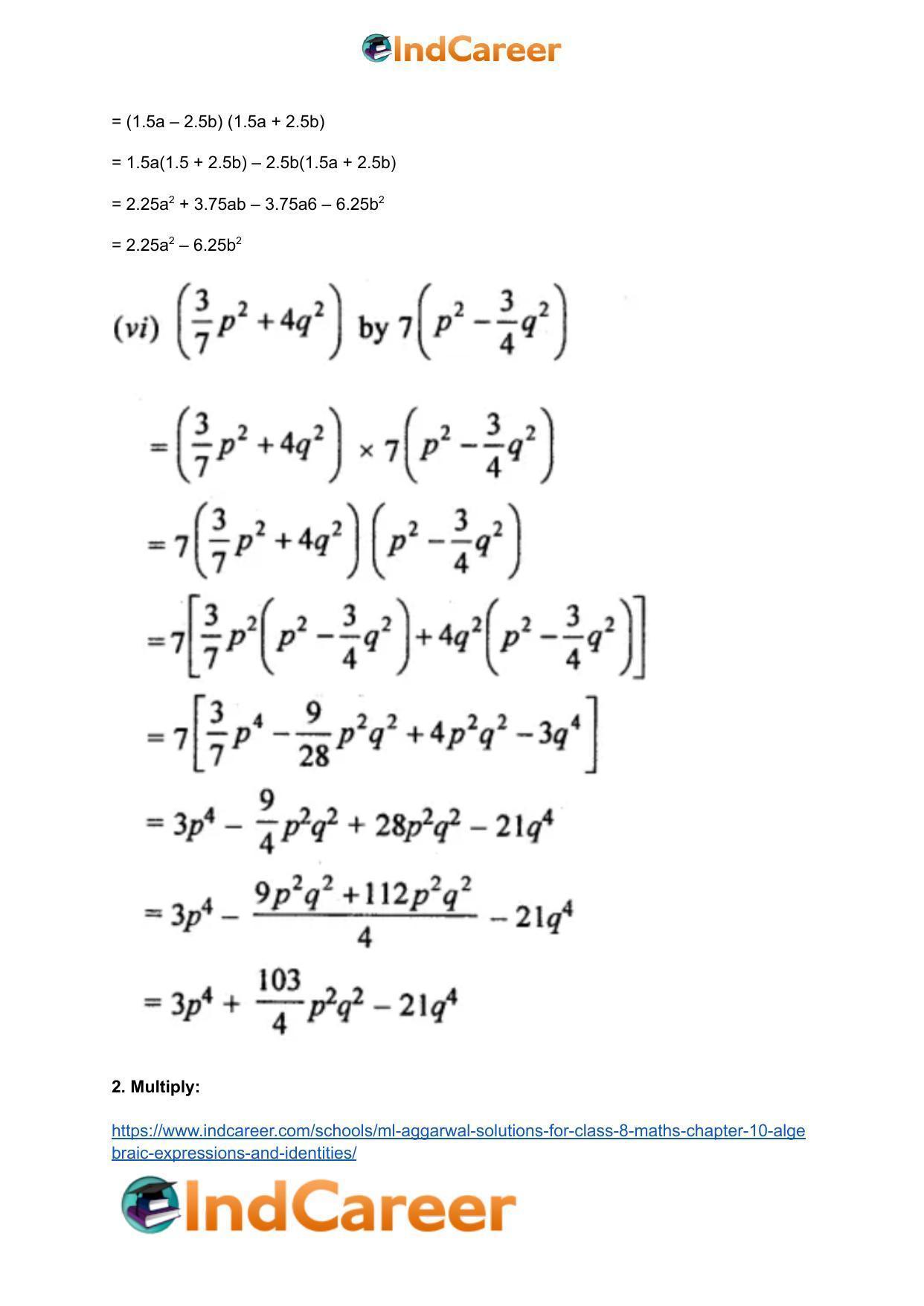 ML Aggarwal Solutions for Class 8 Maths Chapter 10- Algebraic Expressions and Identities - Page 16