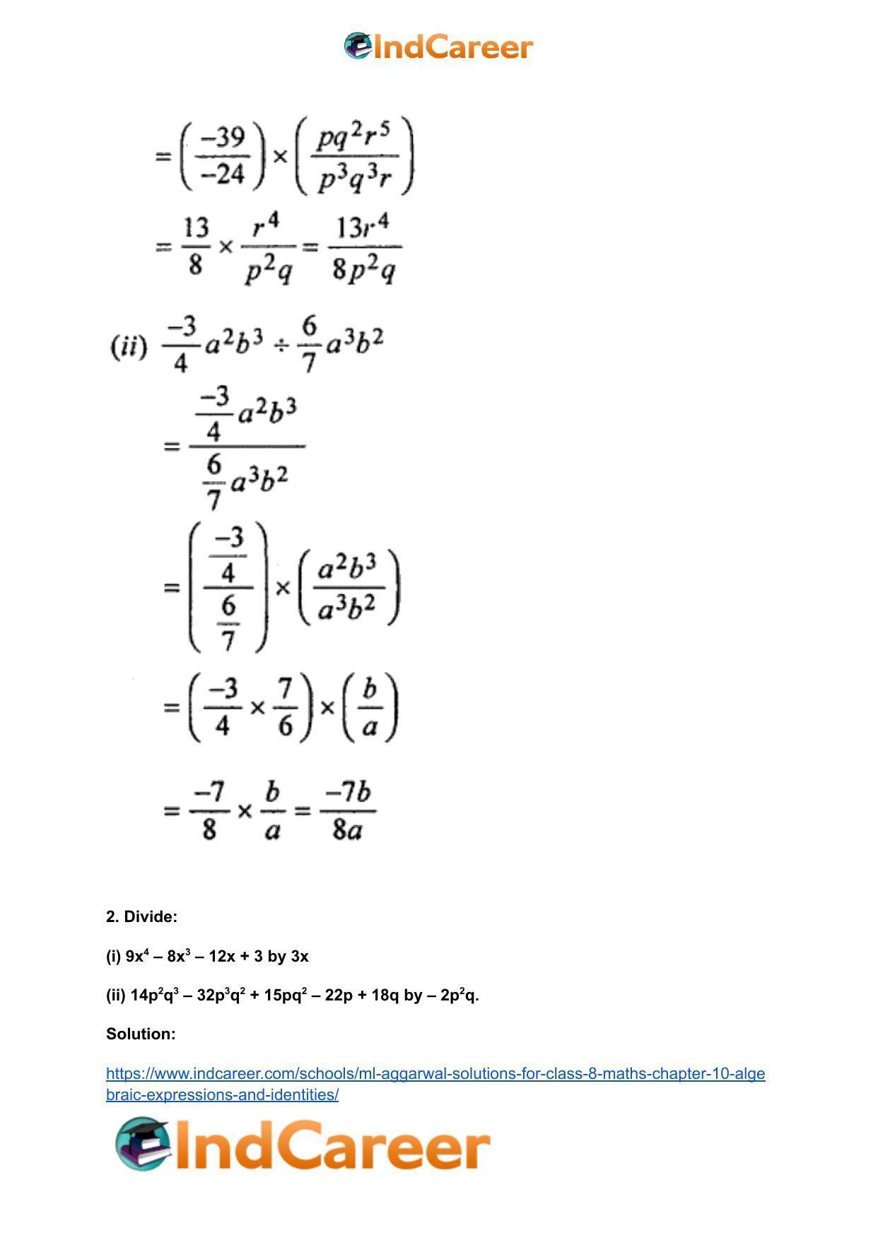 ML Aggarwal Solutions for Class 8 Maths Chapter 10- Algebraic Expressions and Identities - Page 21