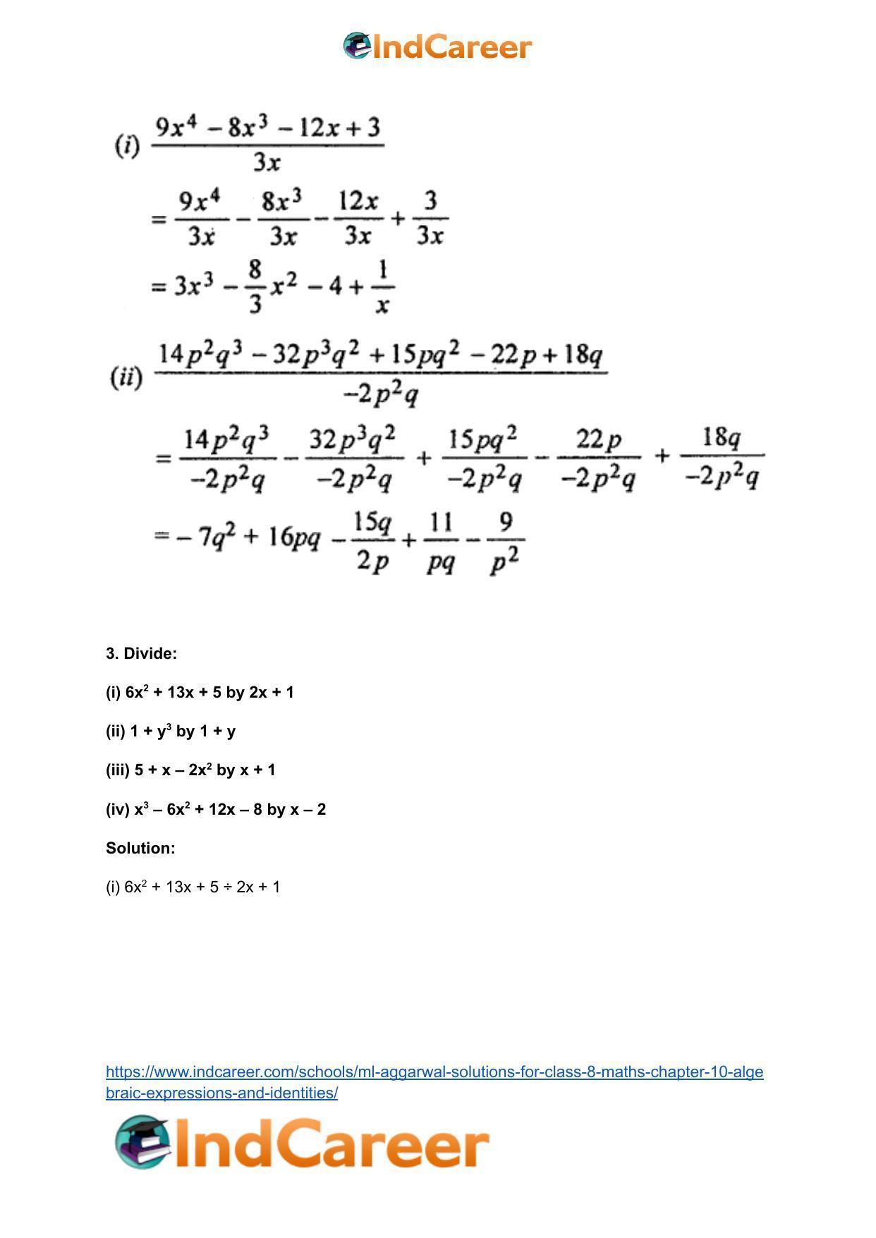 ML Aggarwal Solutions for Class 8 Maths Chapter 10- Algebraic Expressions and Identities - Page 23