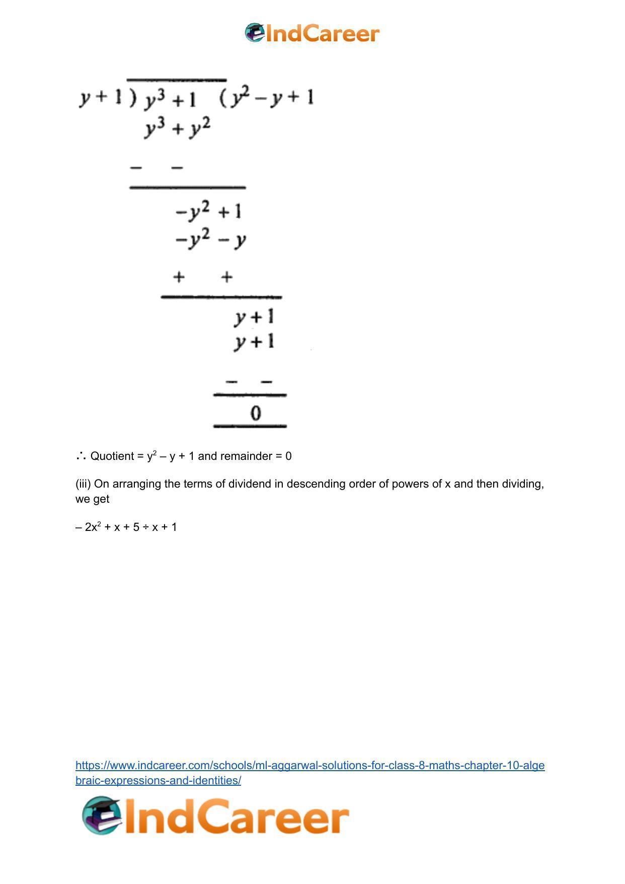 ML Aggarwal Solutions for Class 8 Maths Chapter 10- Algebraic Expressions and Identities - Page 25