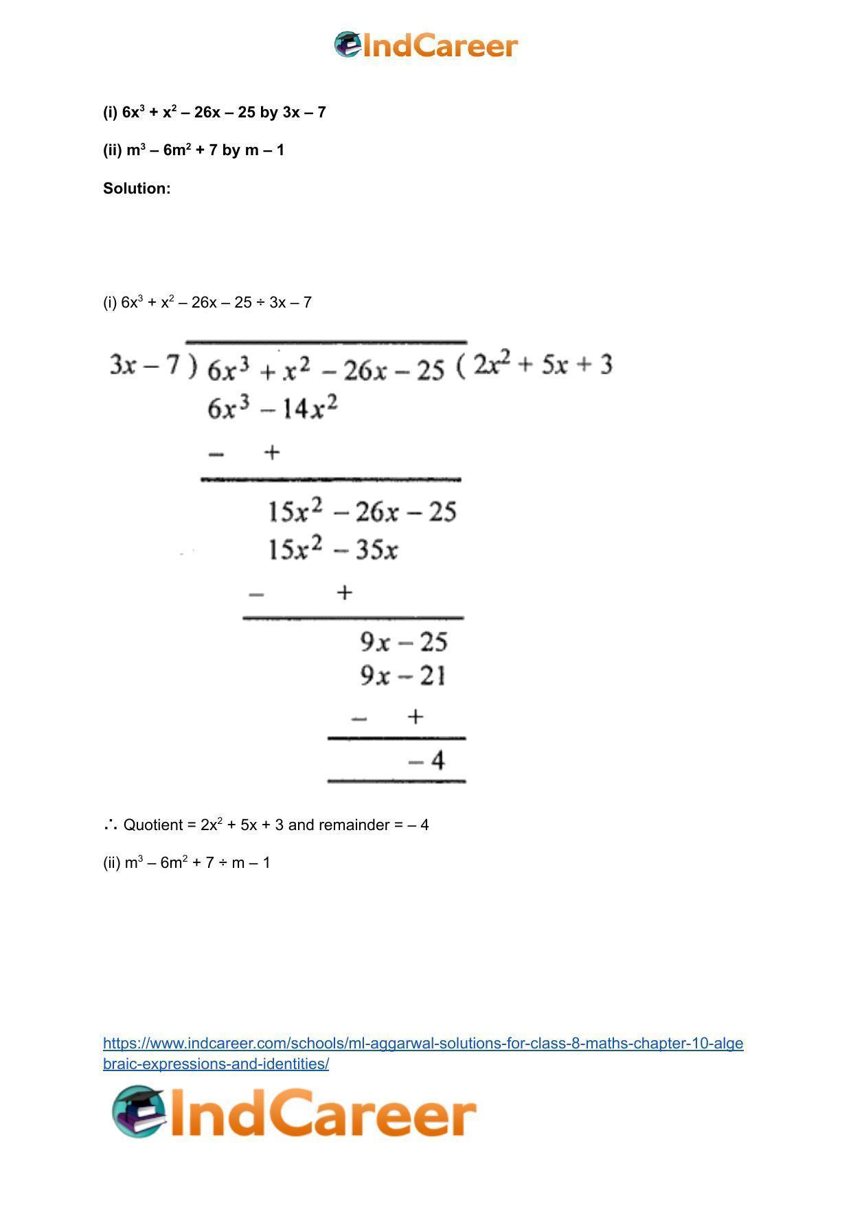 ML Aggarwal Solutions for Class 8 Maths Chapter 10- Algebraic Expressions and Identities - Page 27