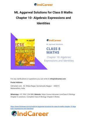 ML Aggarwal Solutions for Class 8 Maths Chapter 10- Algebraic Expressions and Identities