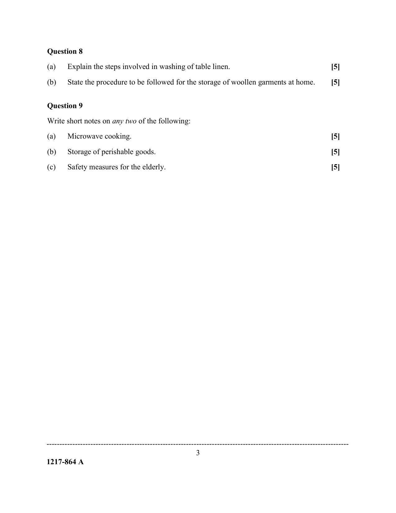 ISC Class 12 2017 HOME SCIENCE PAPER 1 Question Paper - Page 3