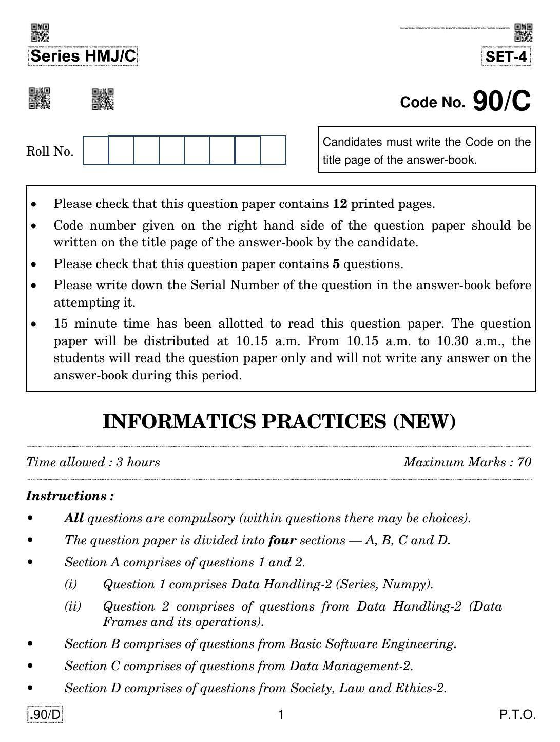 CBSE Class 12 IP 2020 Compartment Question Paper - Page 1