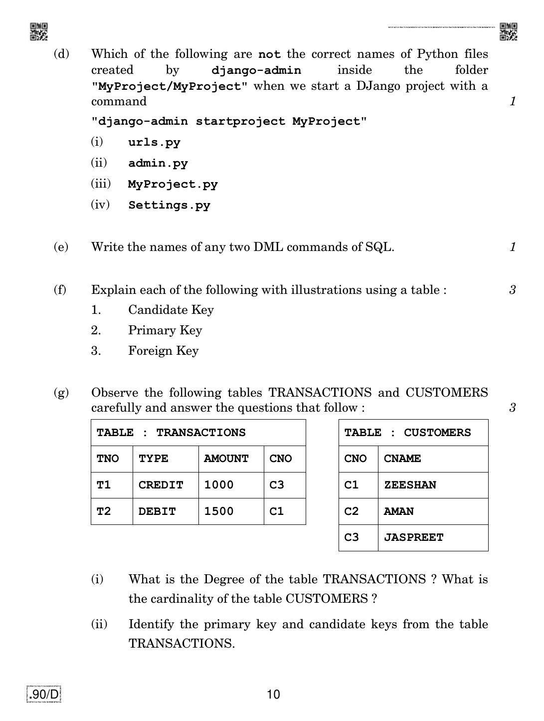 CBSE Class 12 IP 2020 Compartment Question Paper - Page 10