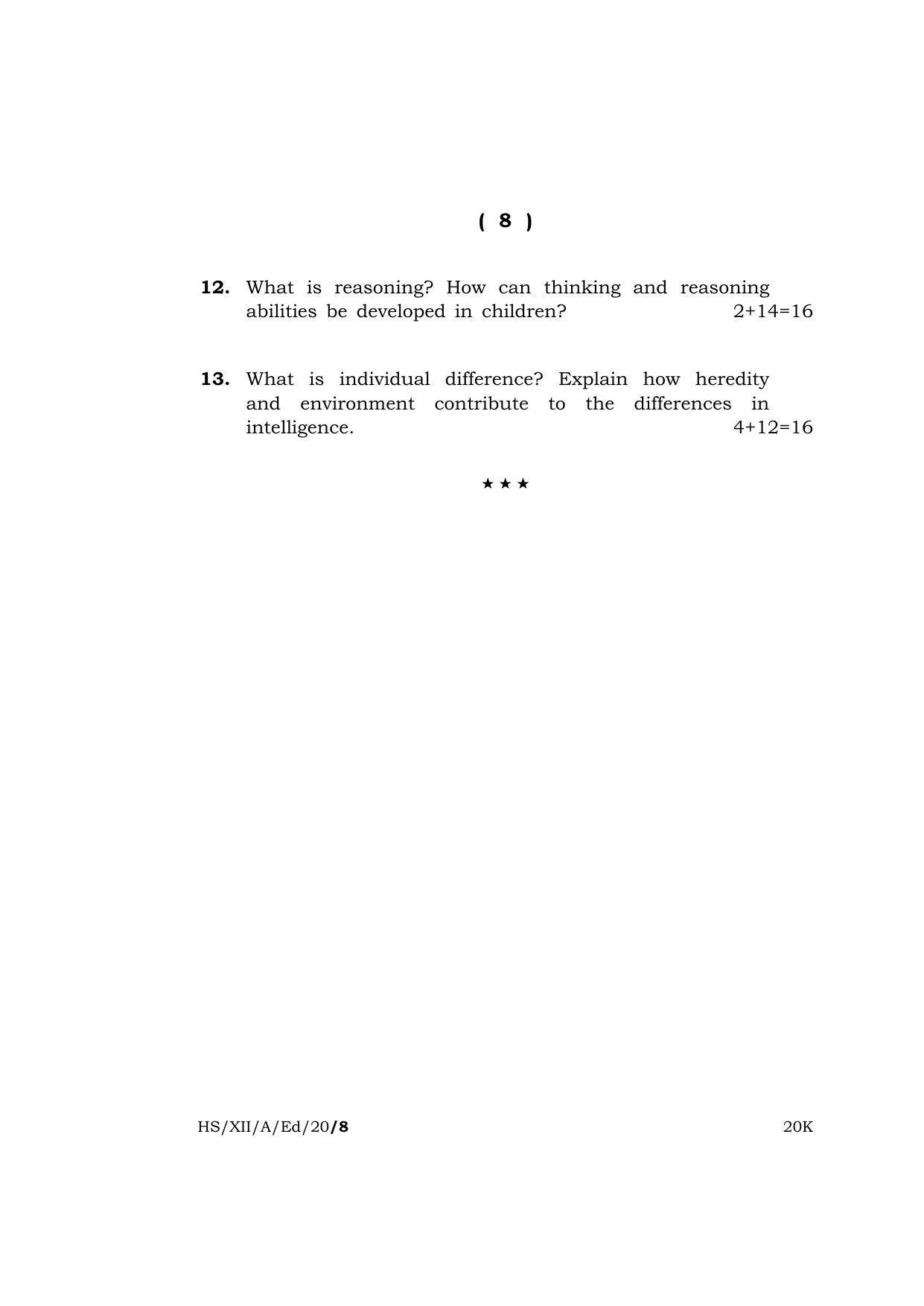 Meghalaya Board (MBOSE) Class 12 EDUCATION 2020 Question Paper - Page 8