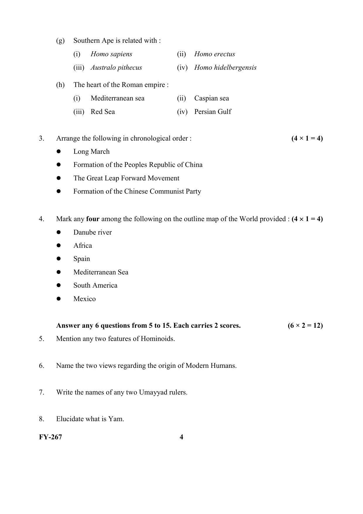 Kerala Plus One (Class 11th) History-Hearing Impaired Question Paper 2021 - Page 4
