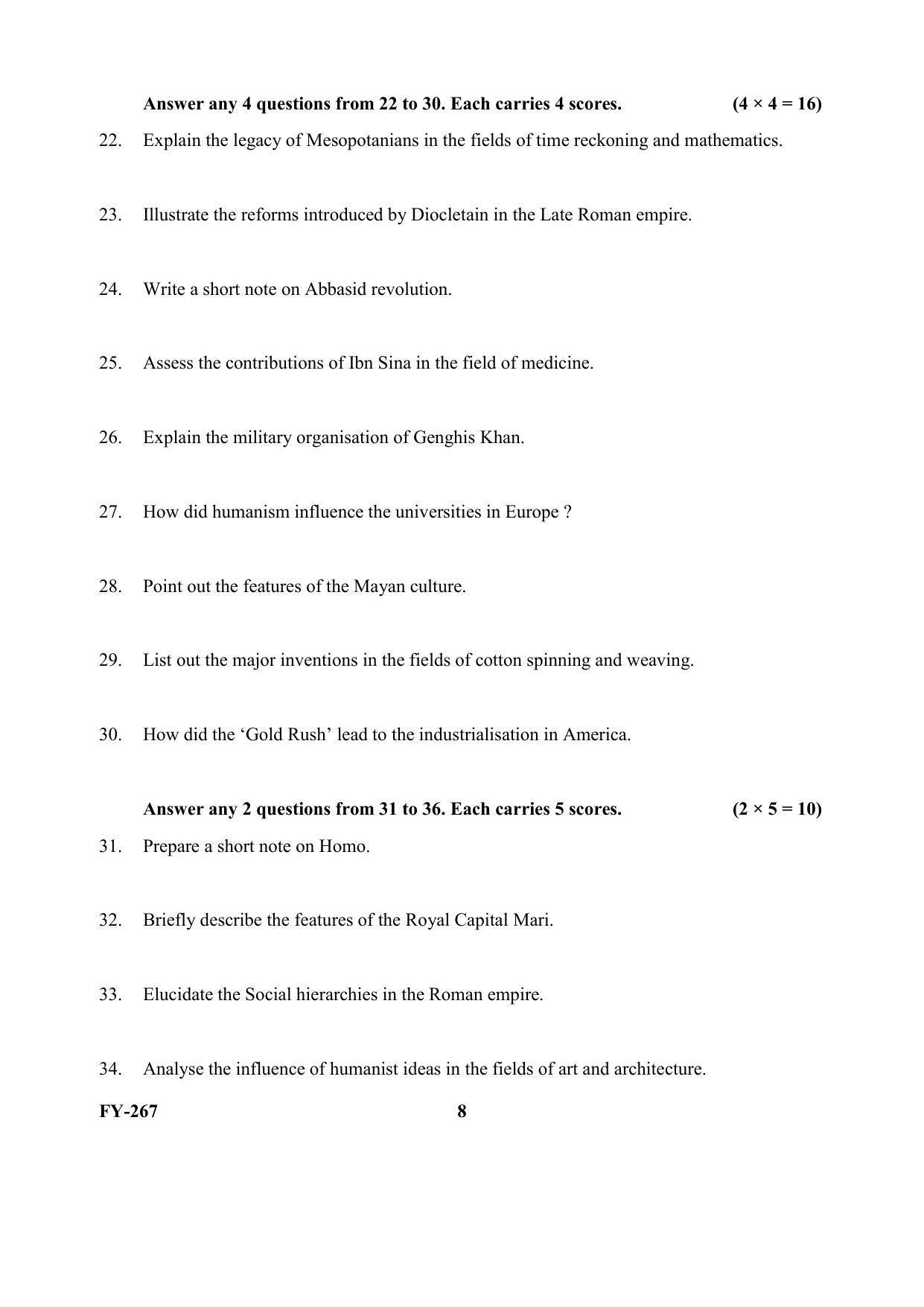 Kerala Plus One (Class 11th) History-Hearing Impaired Question Paper 2021 - Page 8