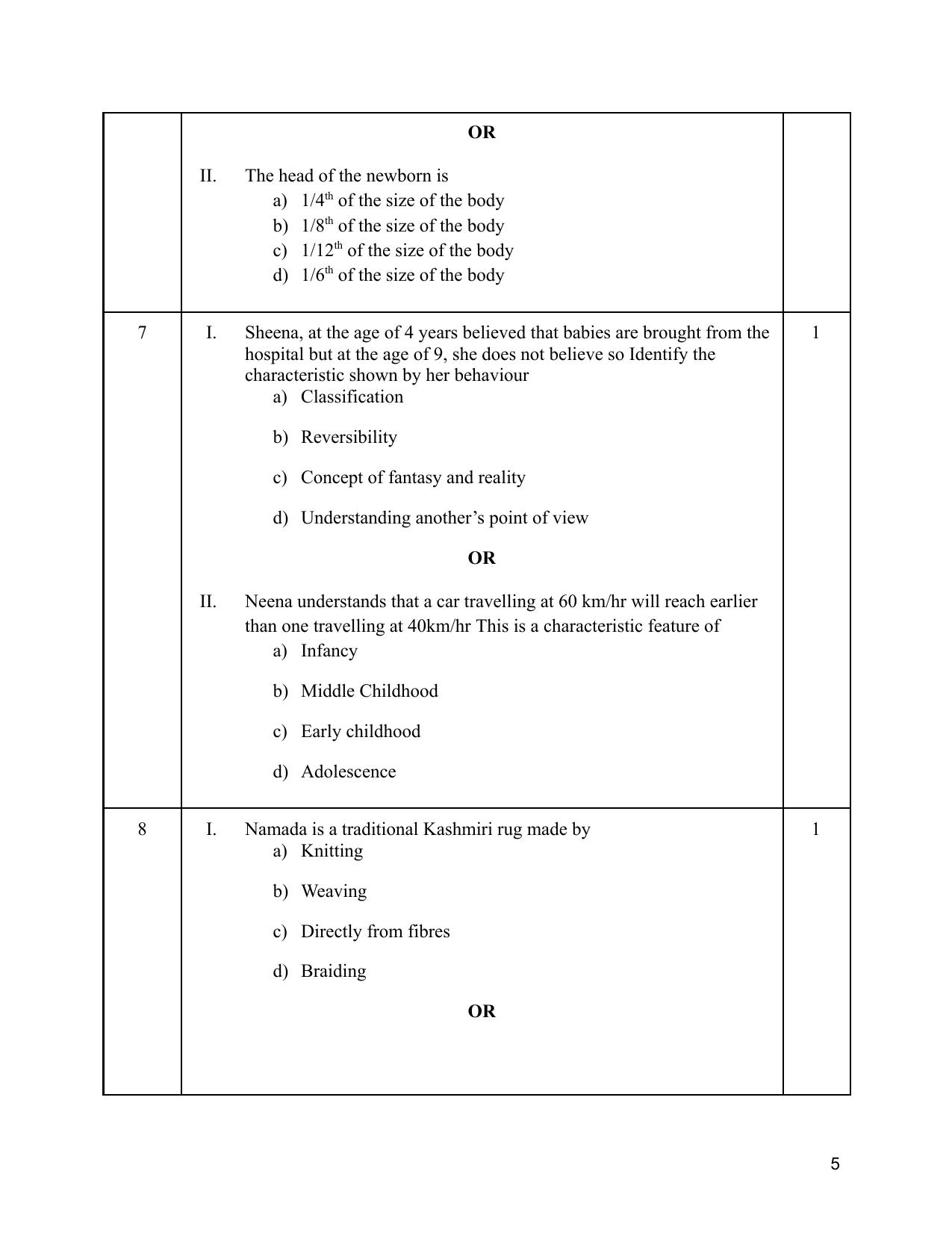 NIOS Class 12 Home Science Sample Paper - Page 5