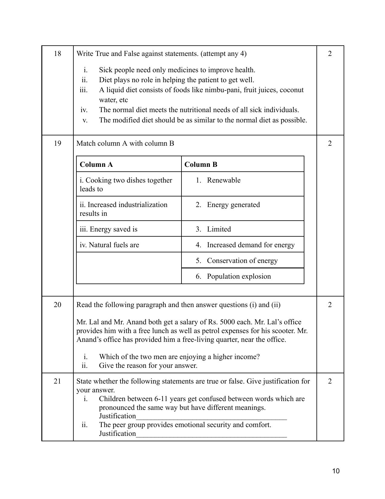 NIOS Class 12 Home Science Sample Paper - Page 10