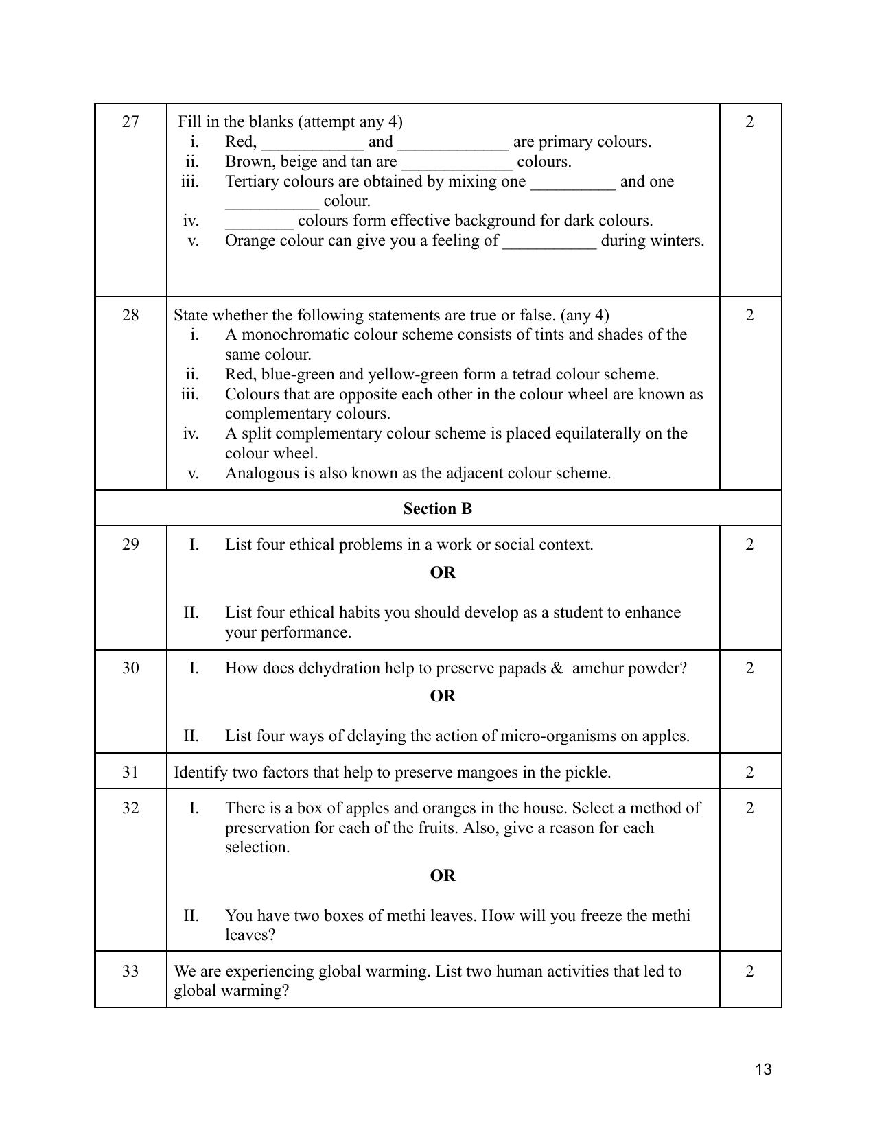 NIOS Class 12 Home Science Sample Paper - Page 13