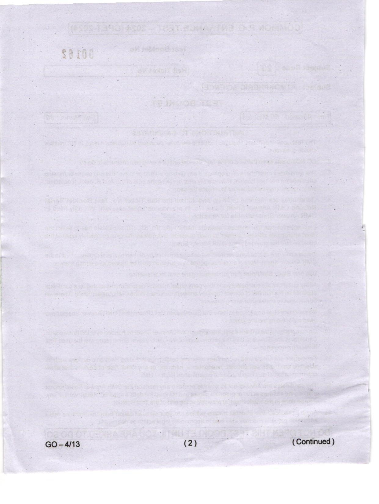 Odisha CPET 2024 ATMOSPHERIC SCIENCE Question Paper - Page 2