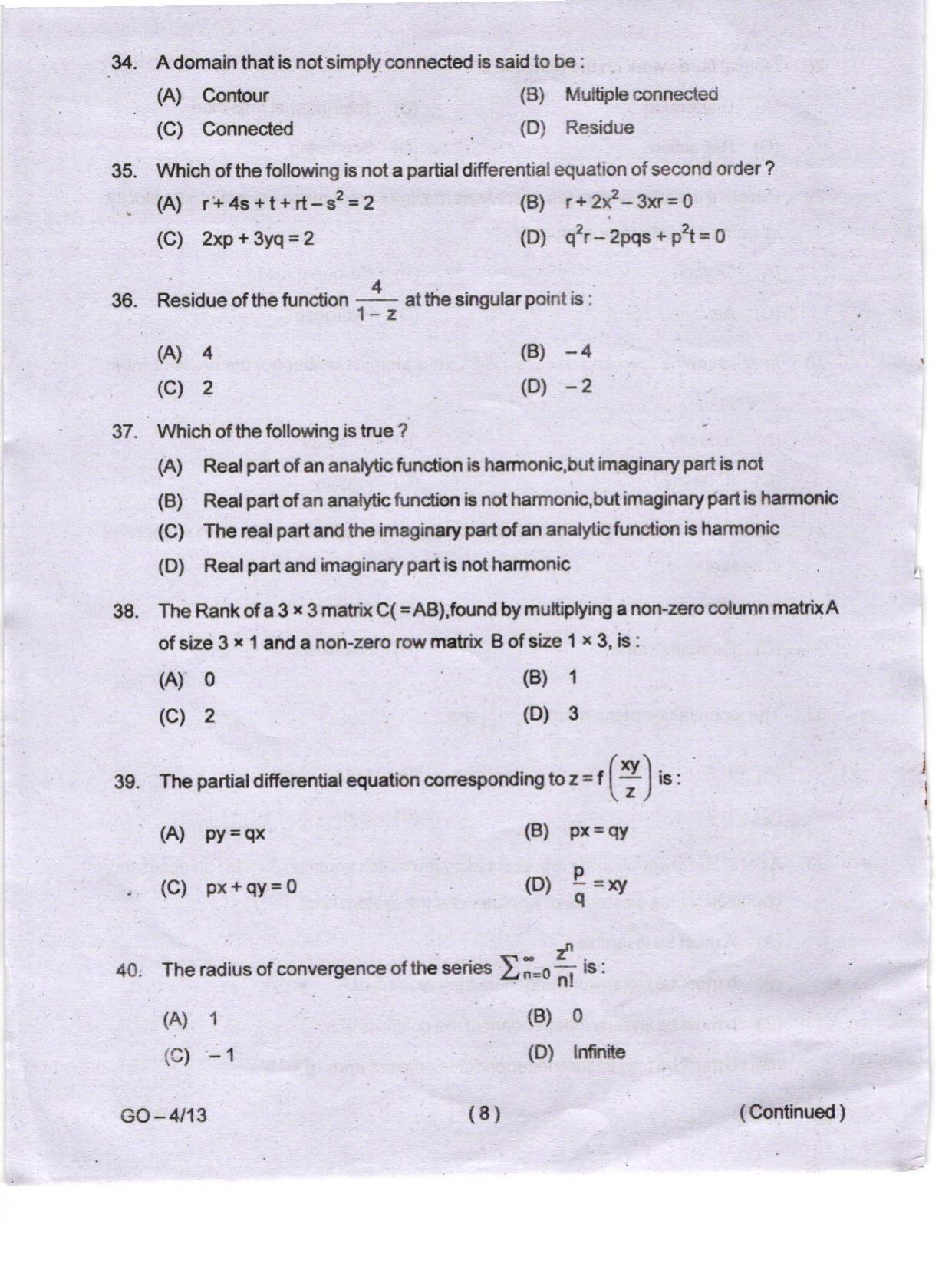 Odisha CPET 2024 ATMOSPHERIC SCIENCE Question Paper - Page 8