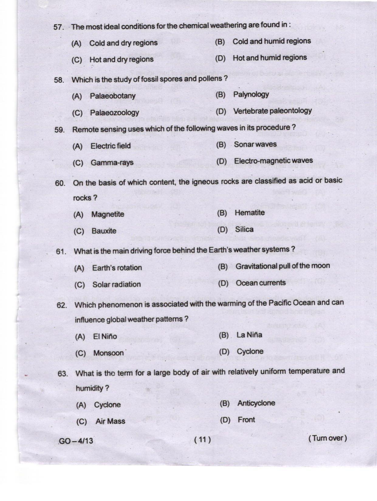 Odisha CPET 2024 ATMOSPHERIC SCIENCE Question Paper - Page 11