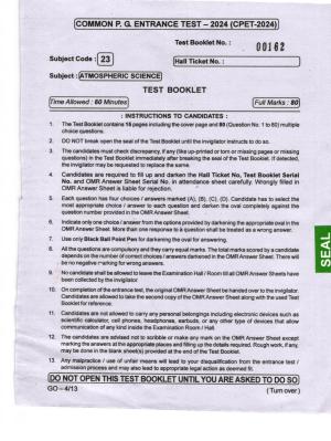 Odisha CPET 2024 ATMOSPHERIC SCIENCE Question Paper