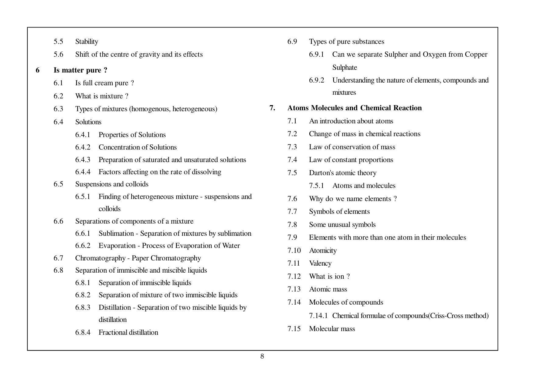 Telangana Board Physical Science (Classes VIII to X) Syllabus - English Medium - Page 8