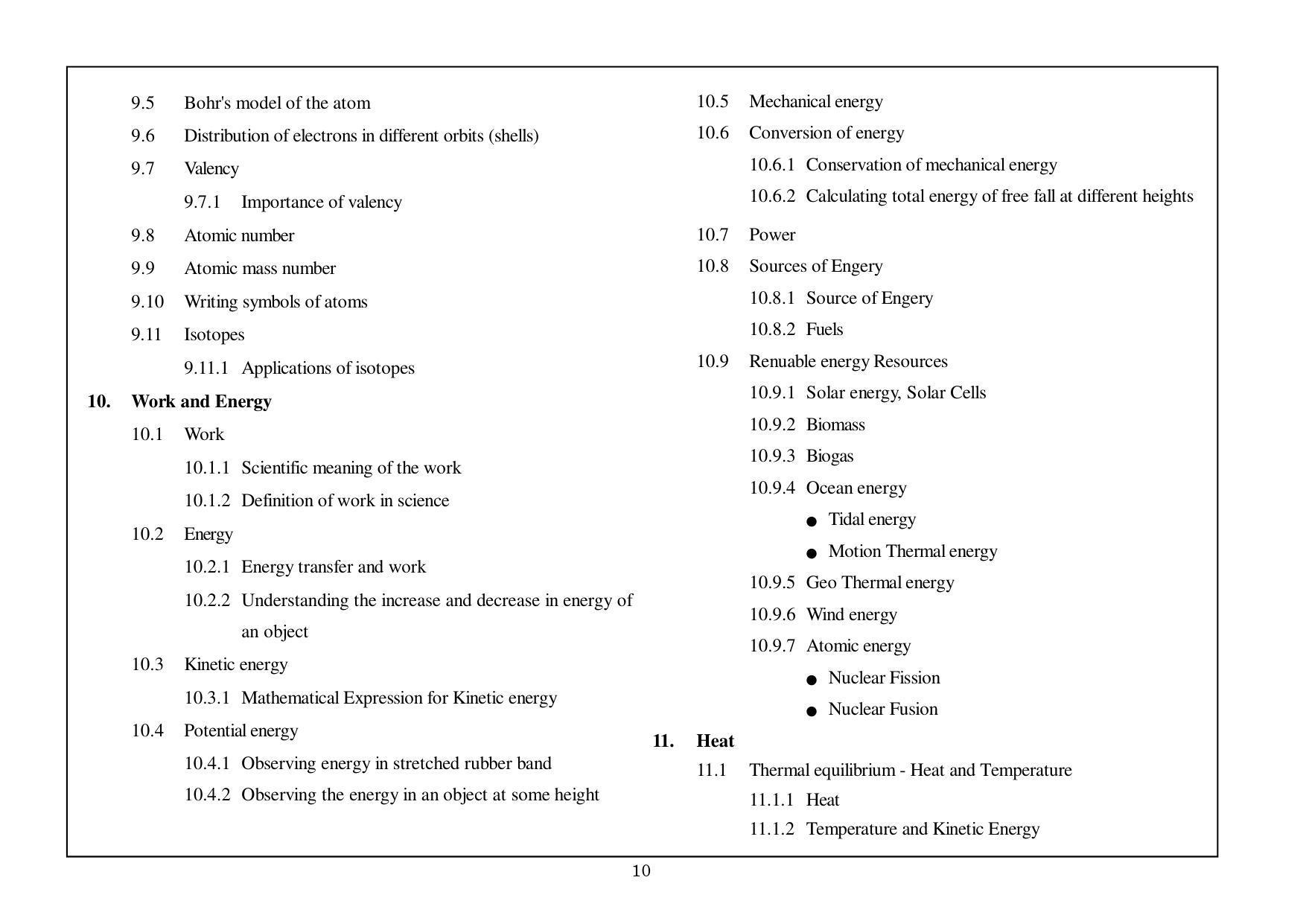Telangana Board Physical Science (Classes VIII to X) Syllabus - English Medium - Page 10