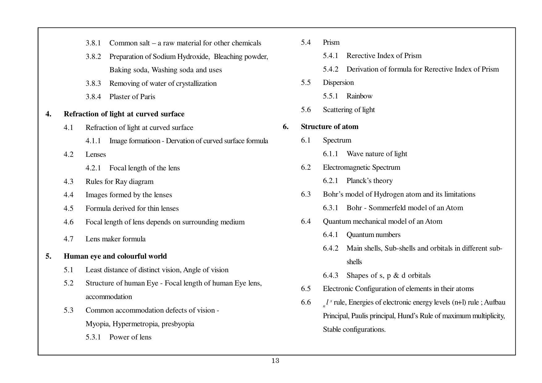 Telangana Board Physical Science (Classes VIII to X) Syllabus - English Medium - Page 13