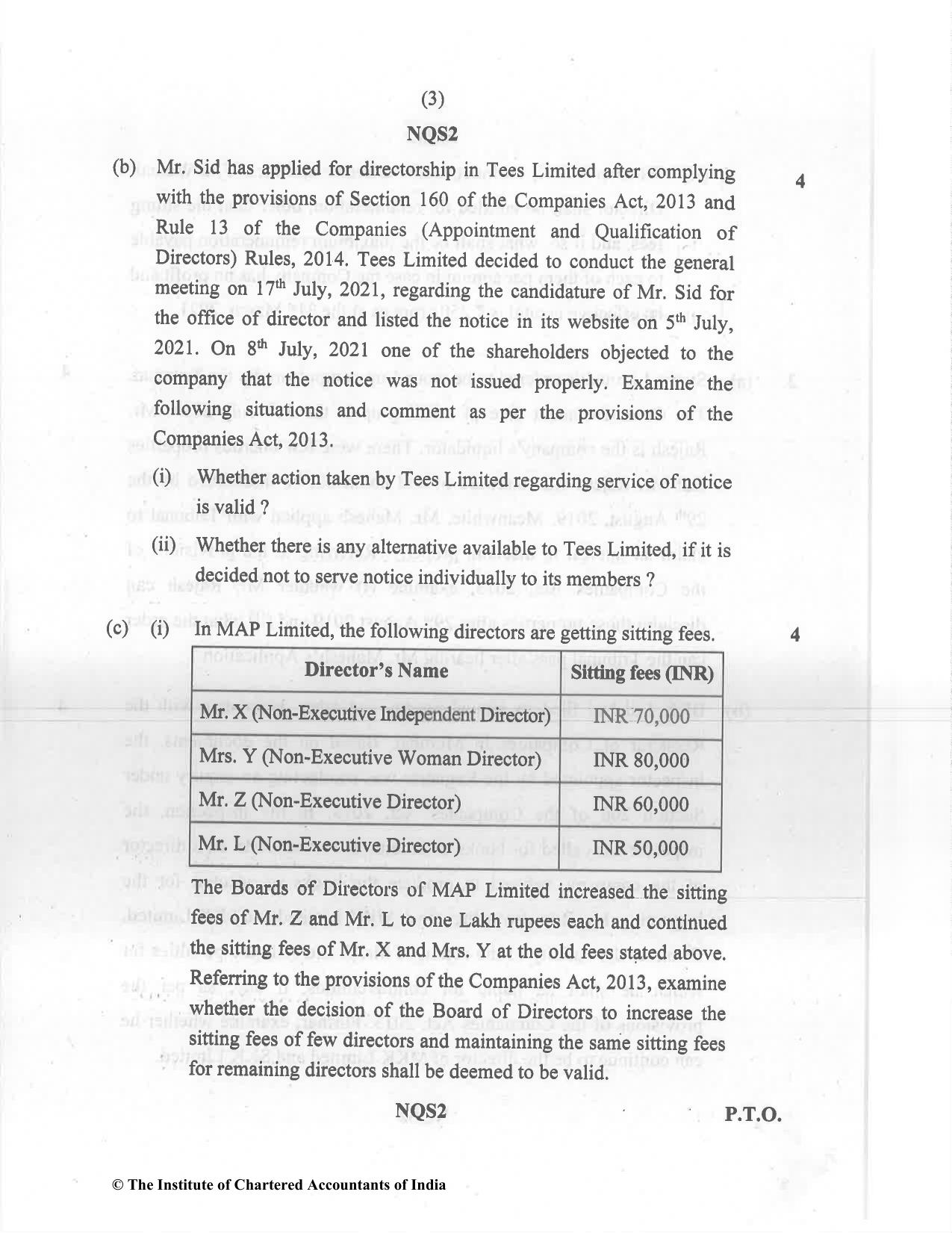 CA Final Dec 2021 Question Paper - Paper 4 – Corporate & Economic Laws - Page 3