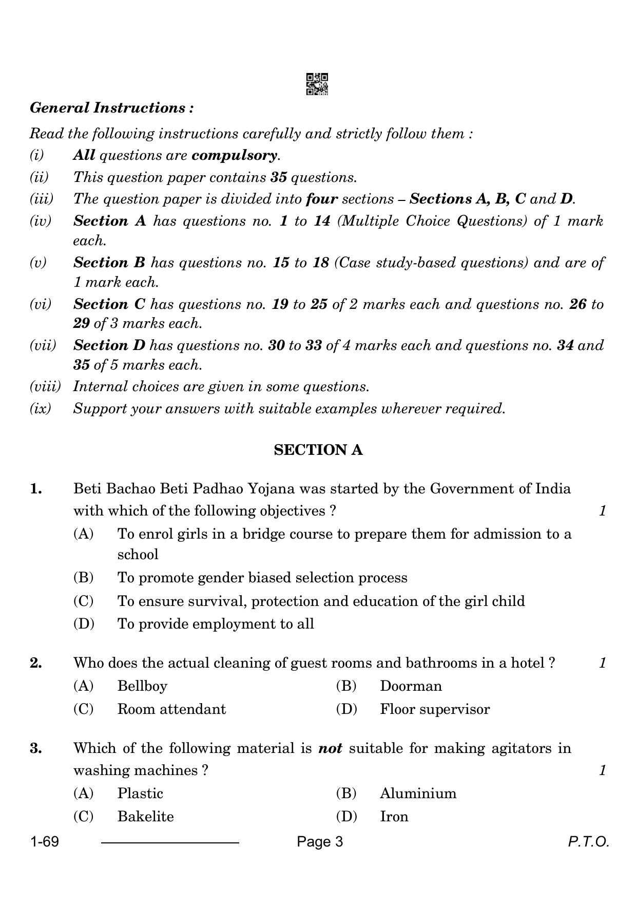 CBSE Class 12 Home Science 2024 Question Paper - Page 3