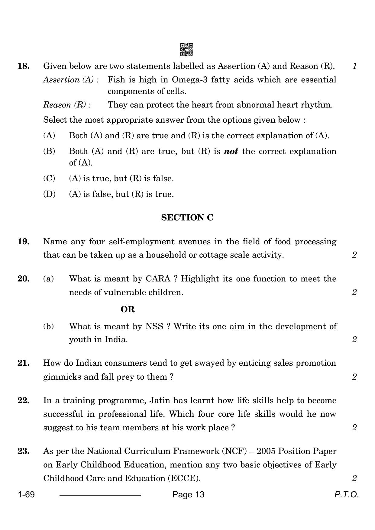 CBSE Class 12 Home Science 2024 Question Paper - Page 13