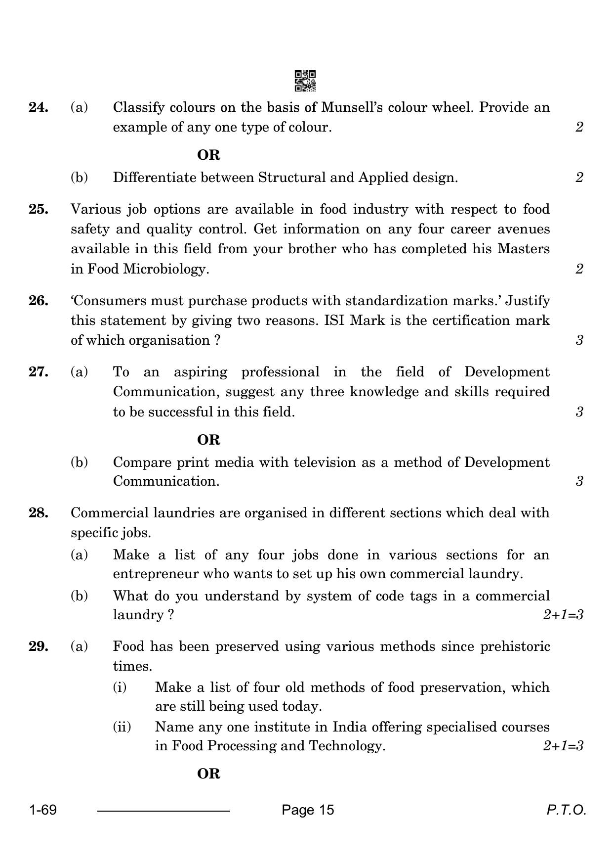 CBSE Class 12 Home Science 2024 Question Paper - Page 15