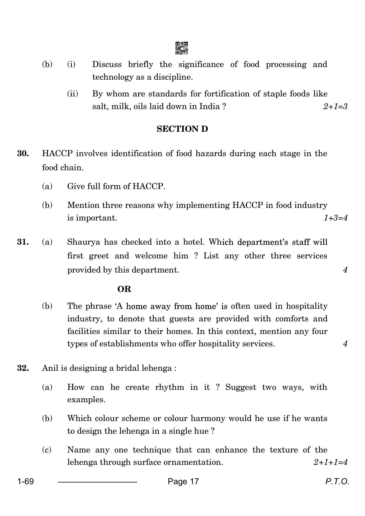 CBSE Class 12 Home Science 2024 Question Paper - Page 17