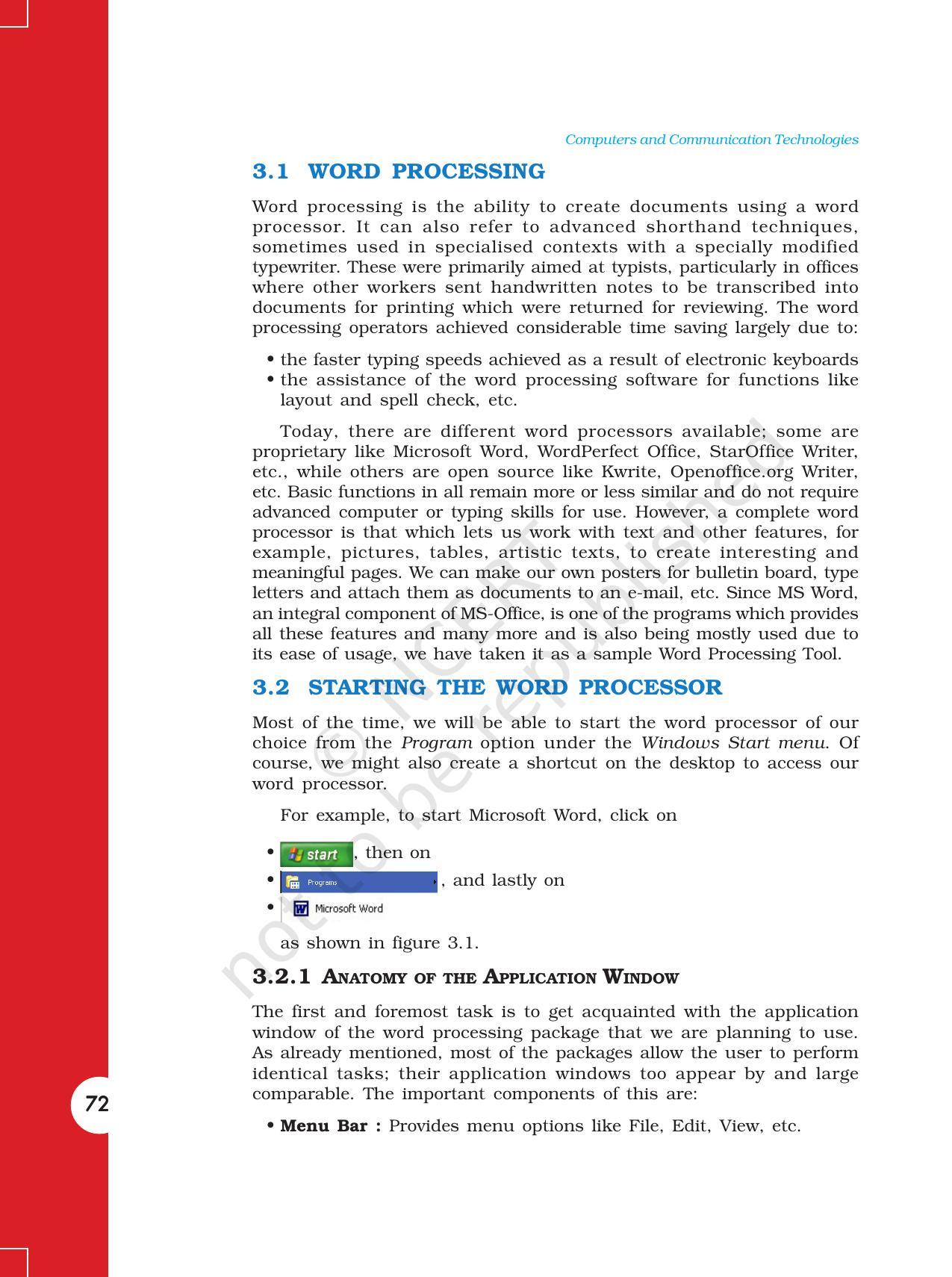 NCERT Book for Class 11 Computers Chapter 3 Word Processing Tool - Page 2