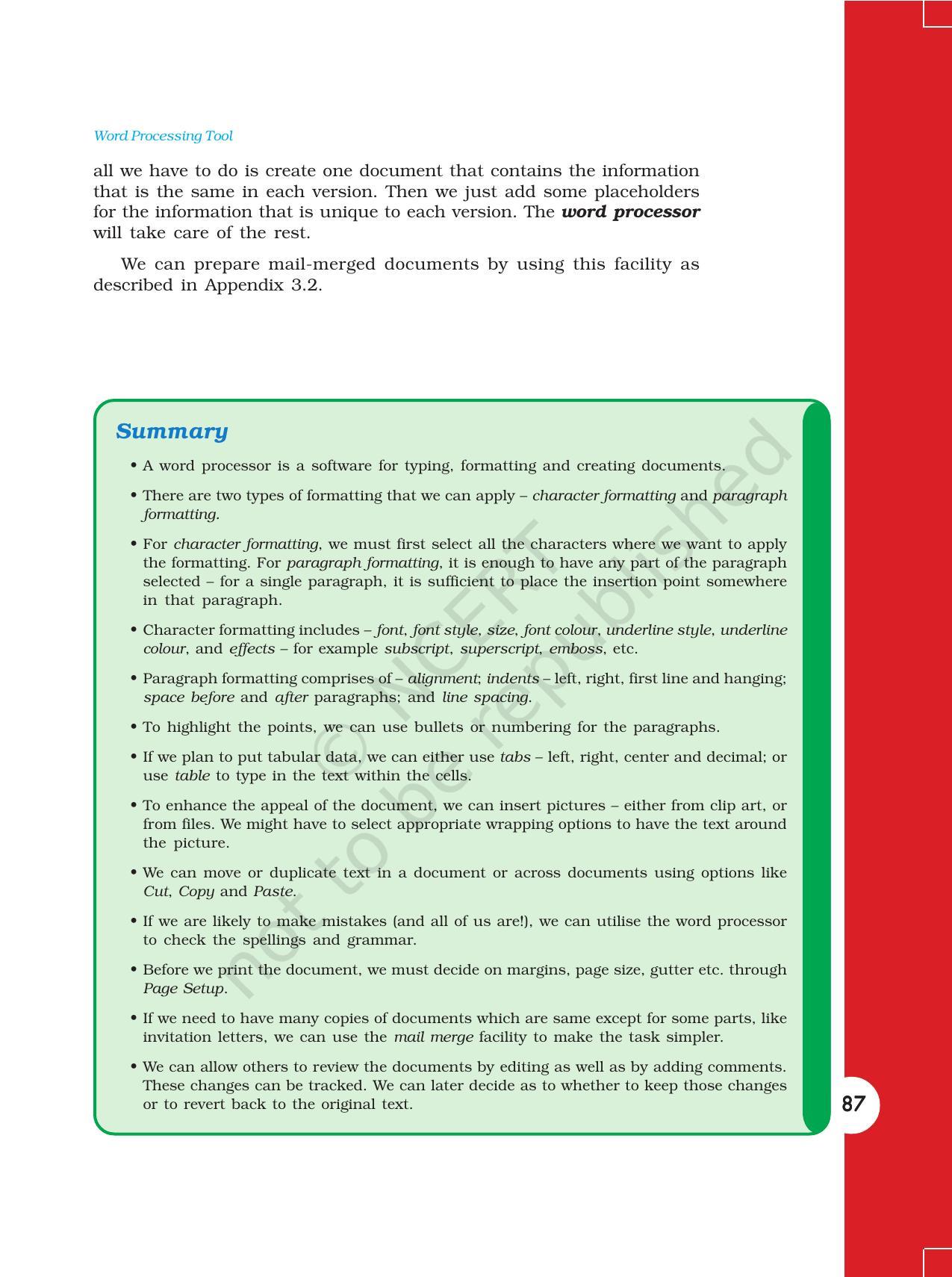 NCERT Book for Class 11 Computers Chapter 3 Word Processing Tool - Page 17