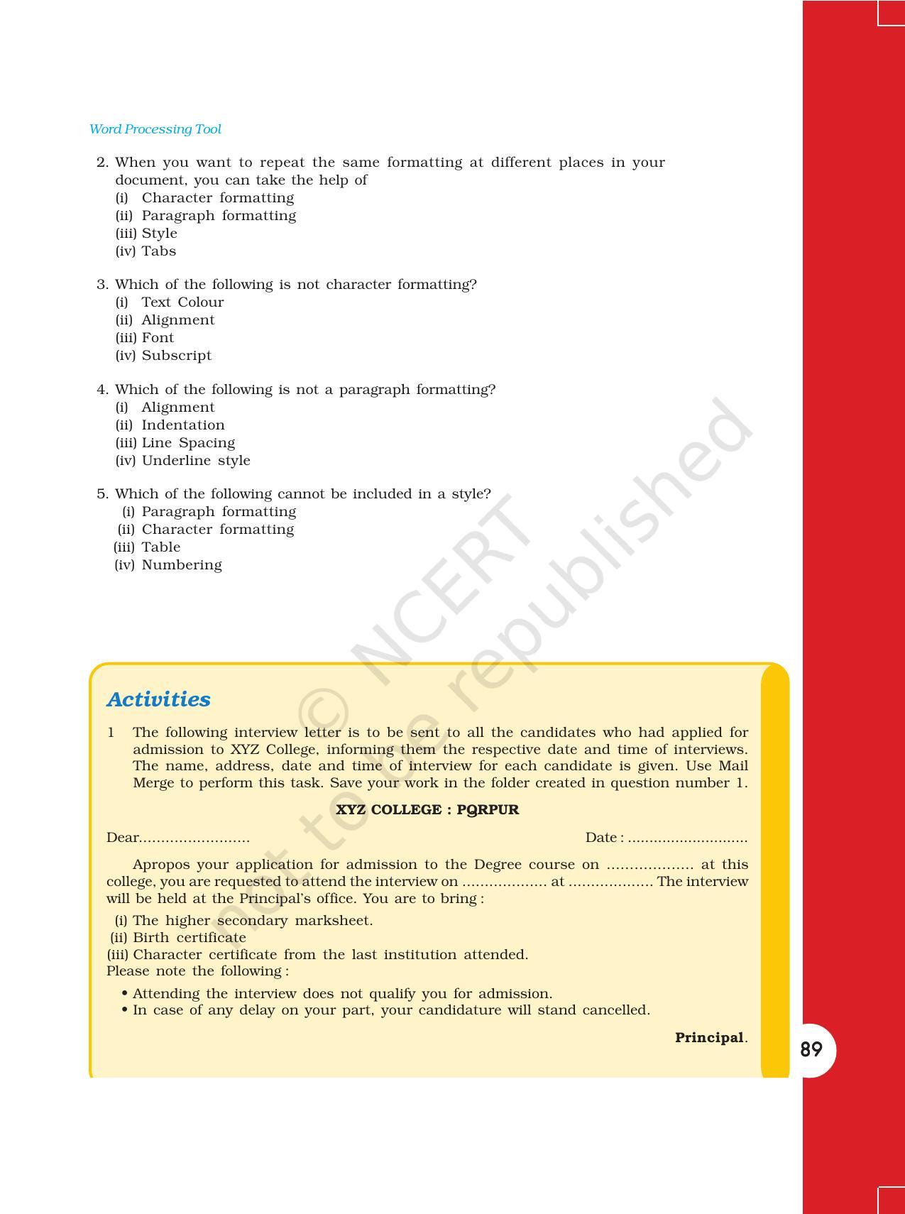 NCERT Book for Class 11 Computers Chapter 3 Word Processing Tool - Page 19